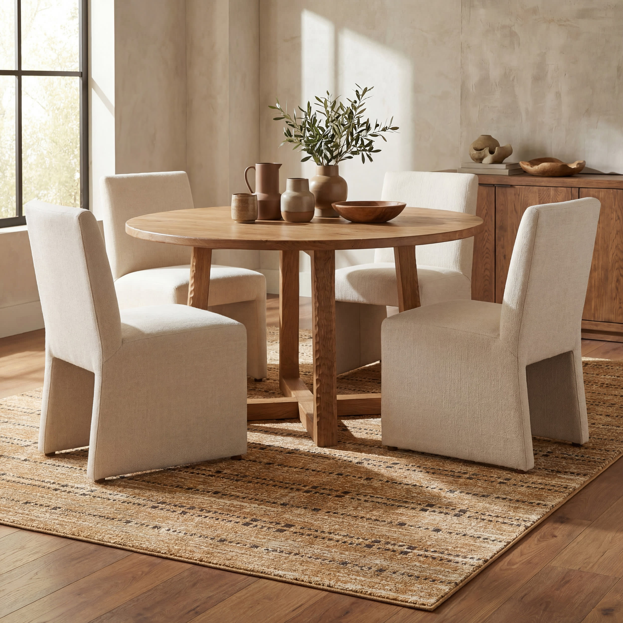 Tracewire Bohemian Striped Rug | Tan
