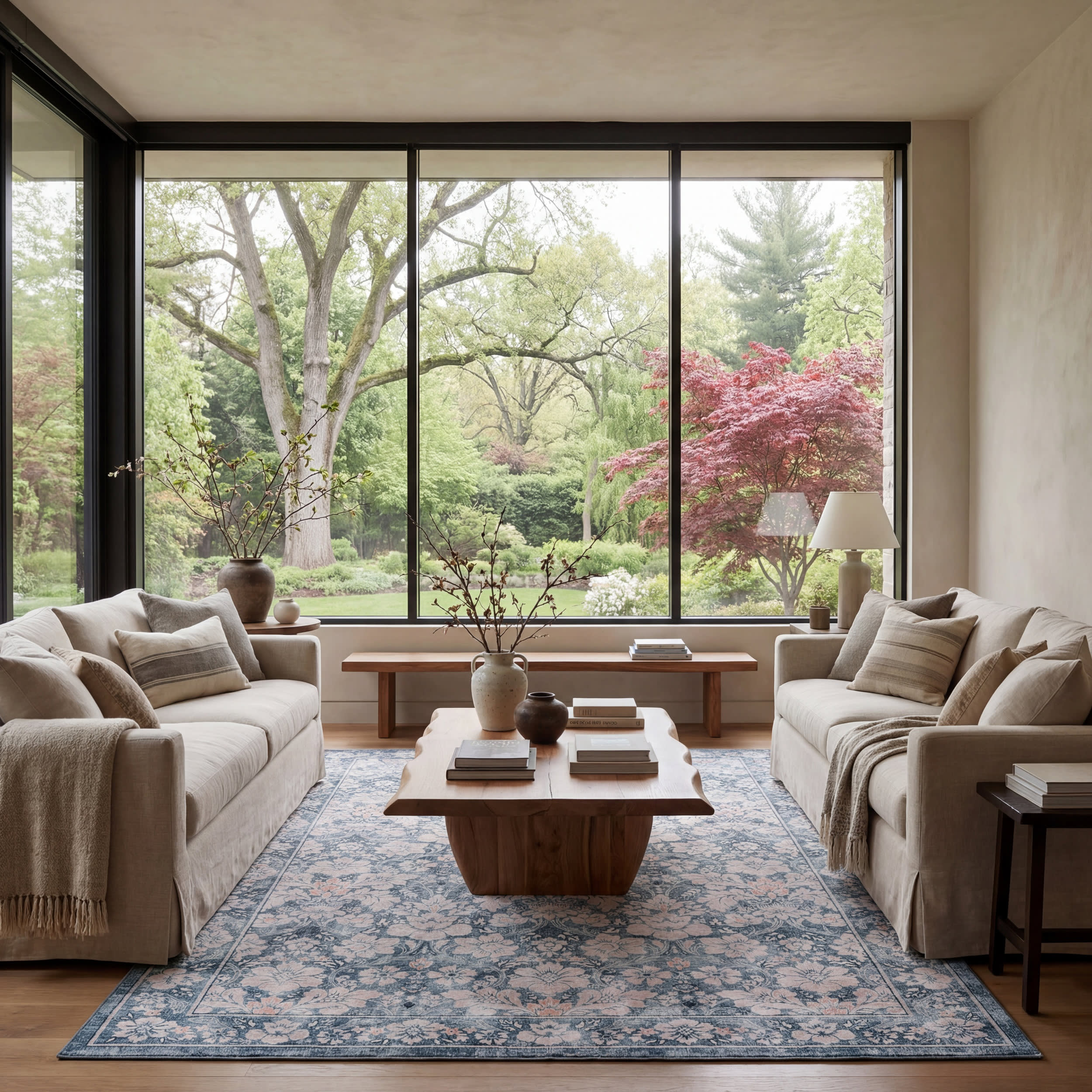 Kinice Traditional Floral Washable Rug | Dark Blue