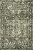 Bayberry Spill Proof Vintage Washable Rug | Green Grey