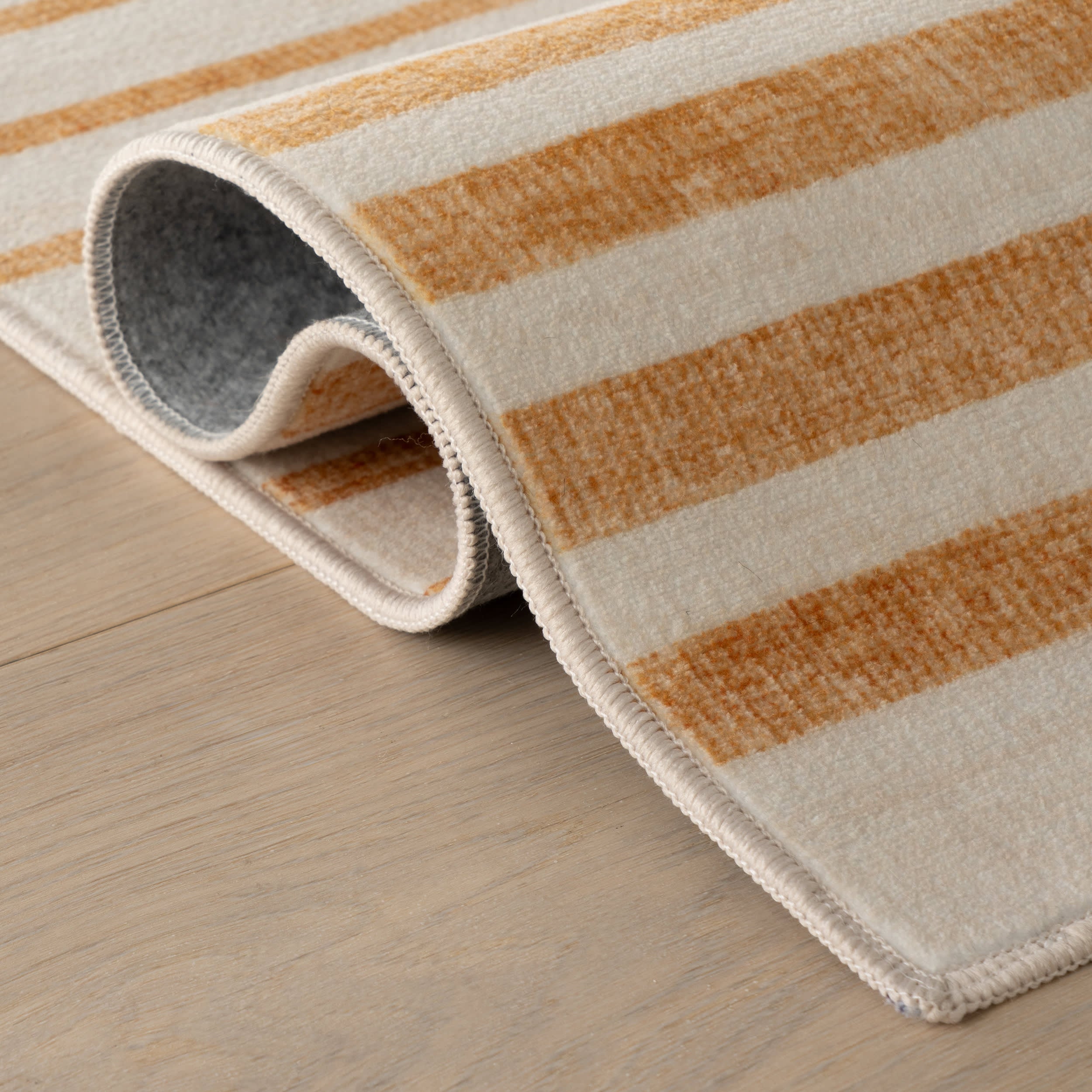 Mauzi Modern Striped Washable Rug | Golden