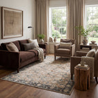 Sinikse Floral and Paisley Washable Rug | Beige