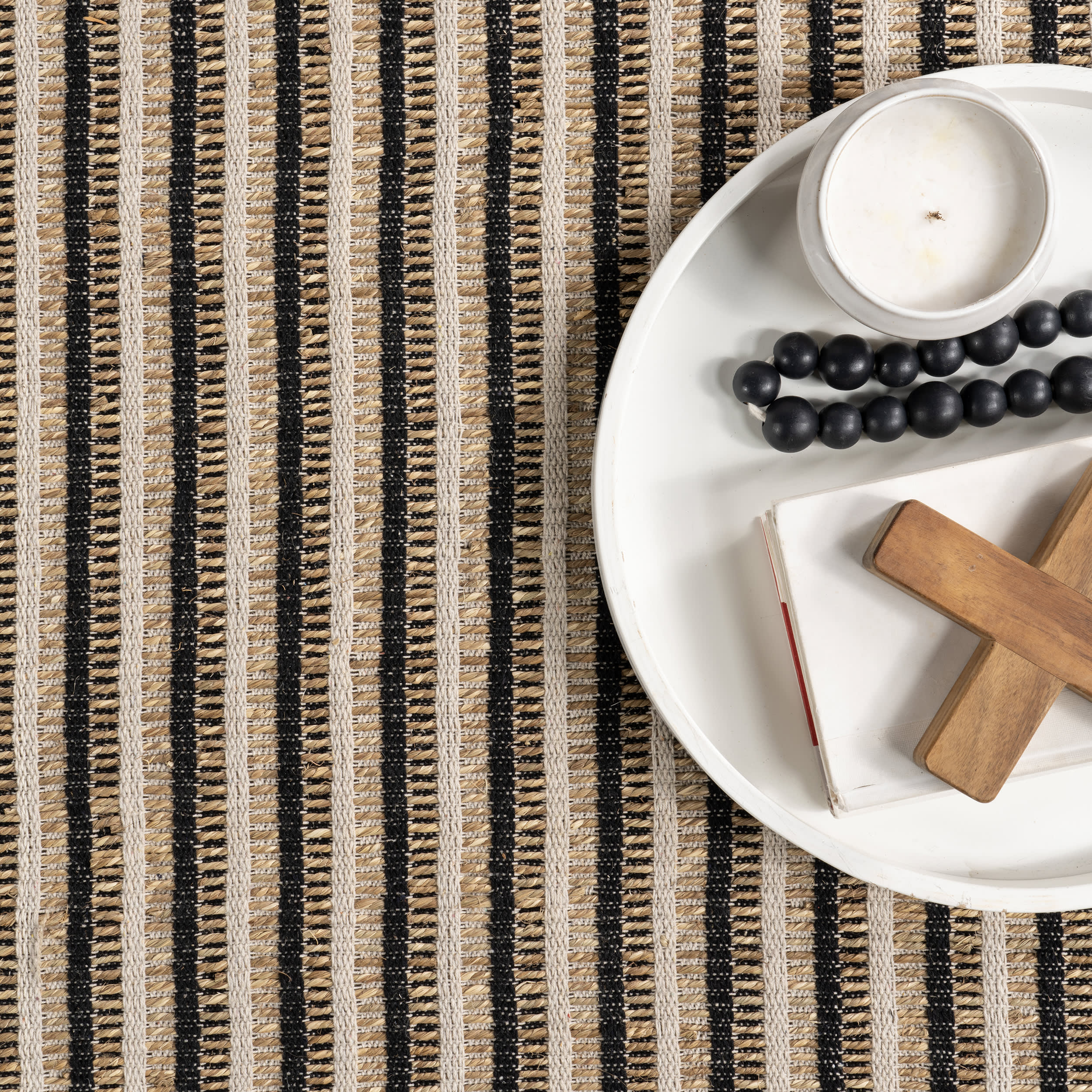 Lelia Striped Jute-Blend Rug | Ivory