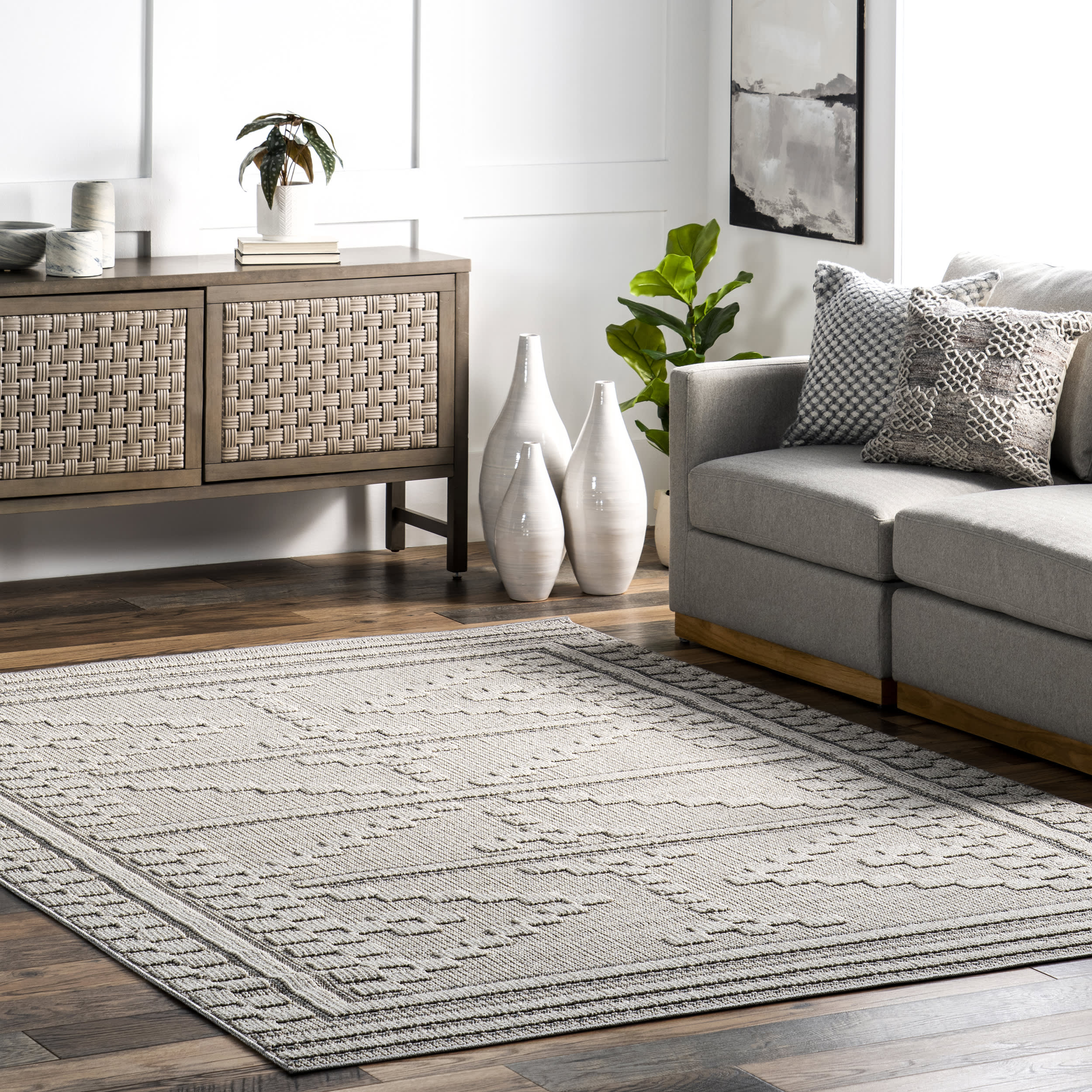 Tammi Tiled Panel Rug | Beige Secondary image