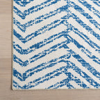 Reverse Herringbone Washable Rug | Blue