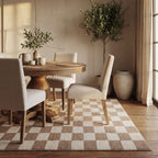 Calina Modern Checkered Indoor Wool Rug | Taupe