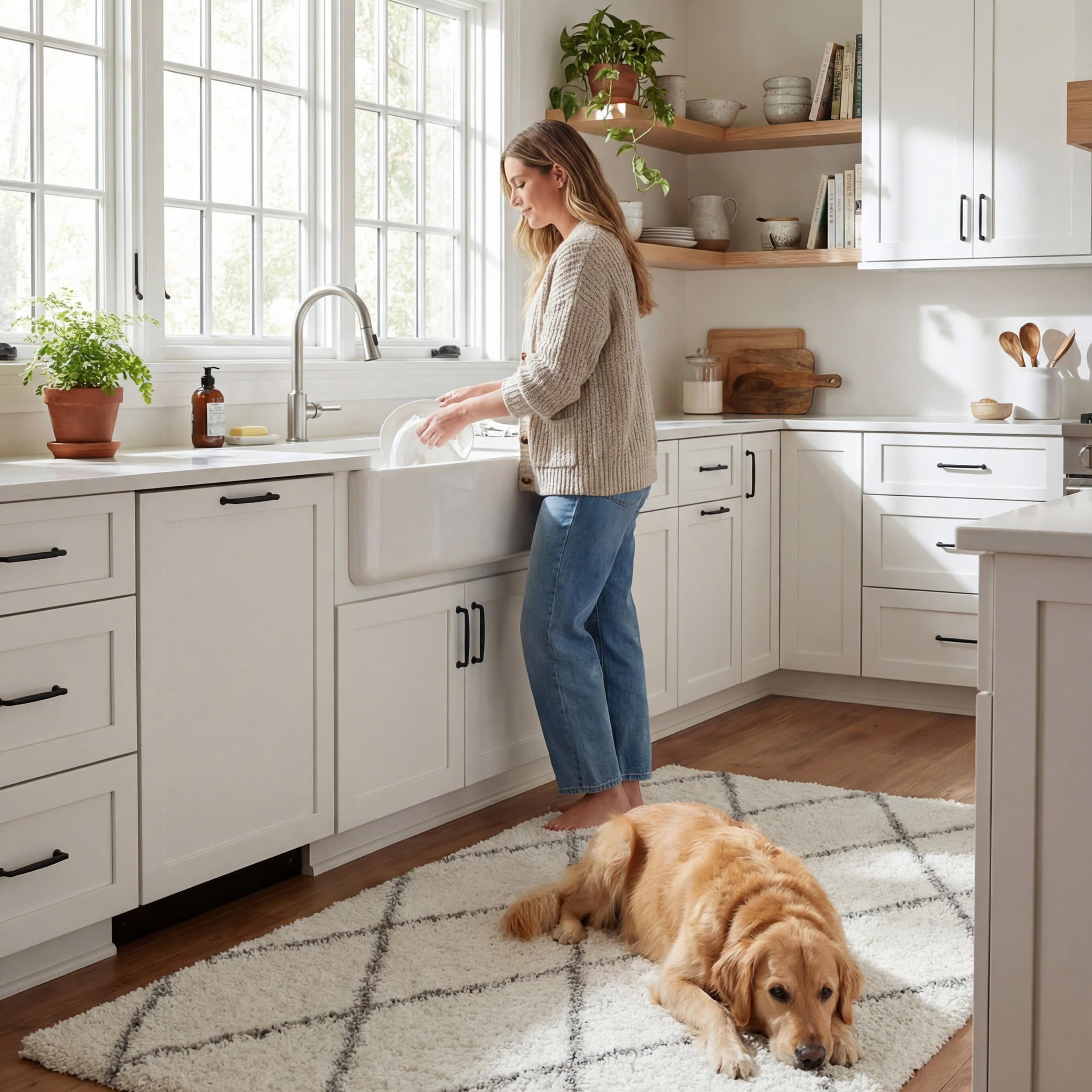 Easy Shag Lattice Rug | White