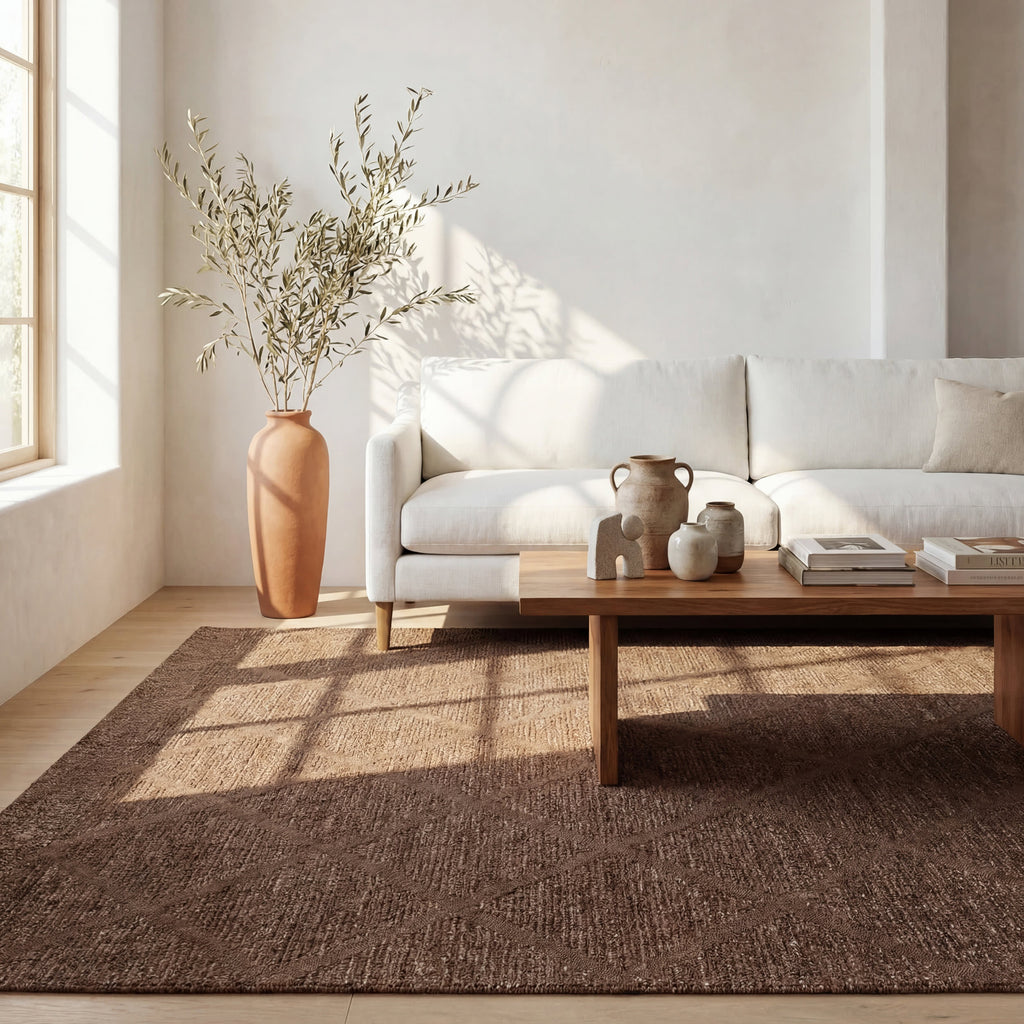 Afra Trellis Bohemian Hand Tufted Wool Rug | Brown