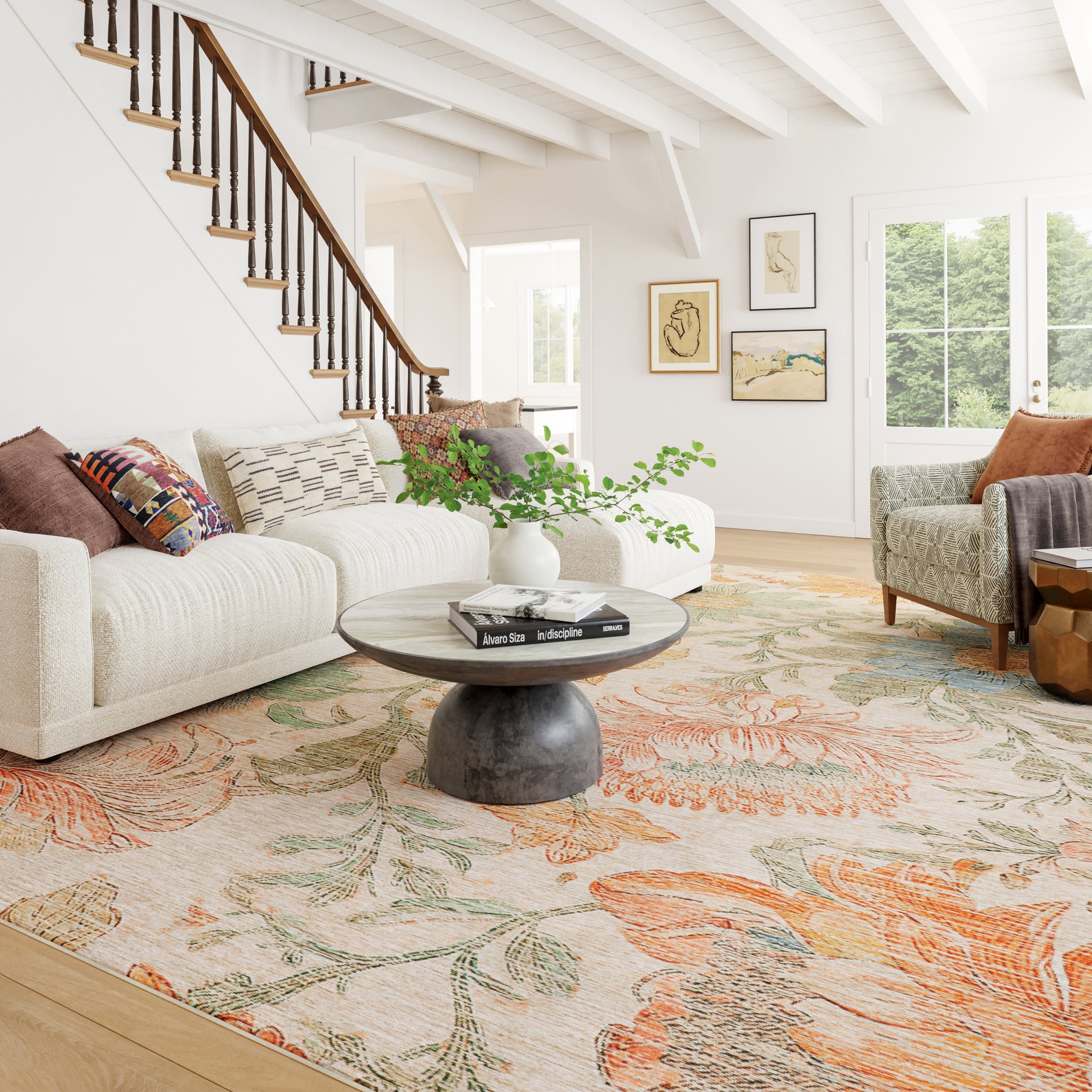 Exploded Floral Machine Washable Rug | Multi Image secondaire du produit