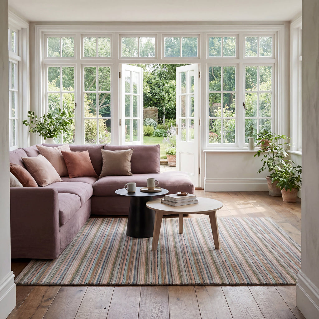 Brindle Stripe Hand Loom Knotted Wool Rug | Clay