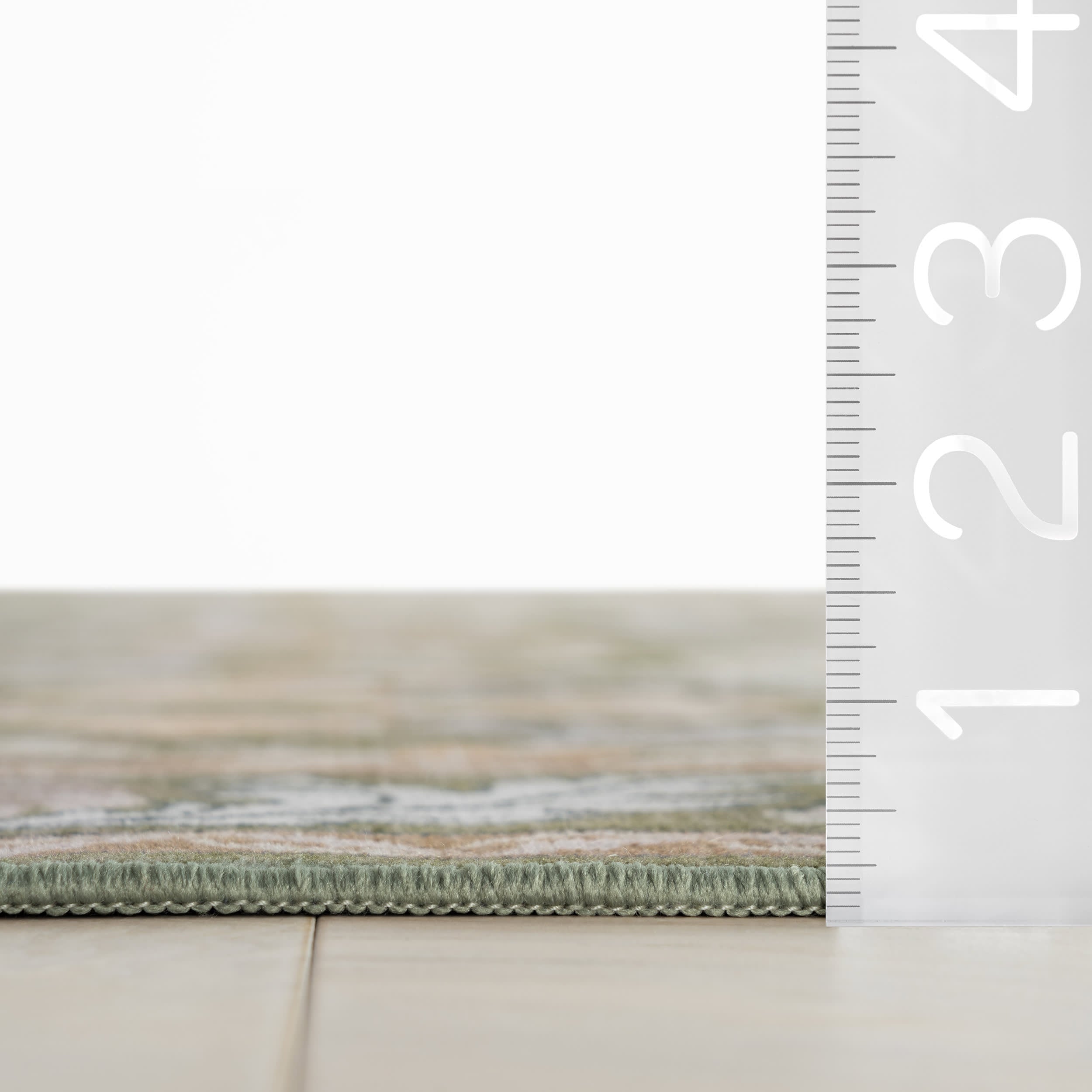 Mauri Bordered Floral and Paisley Washable Rug | Green