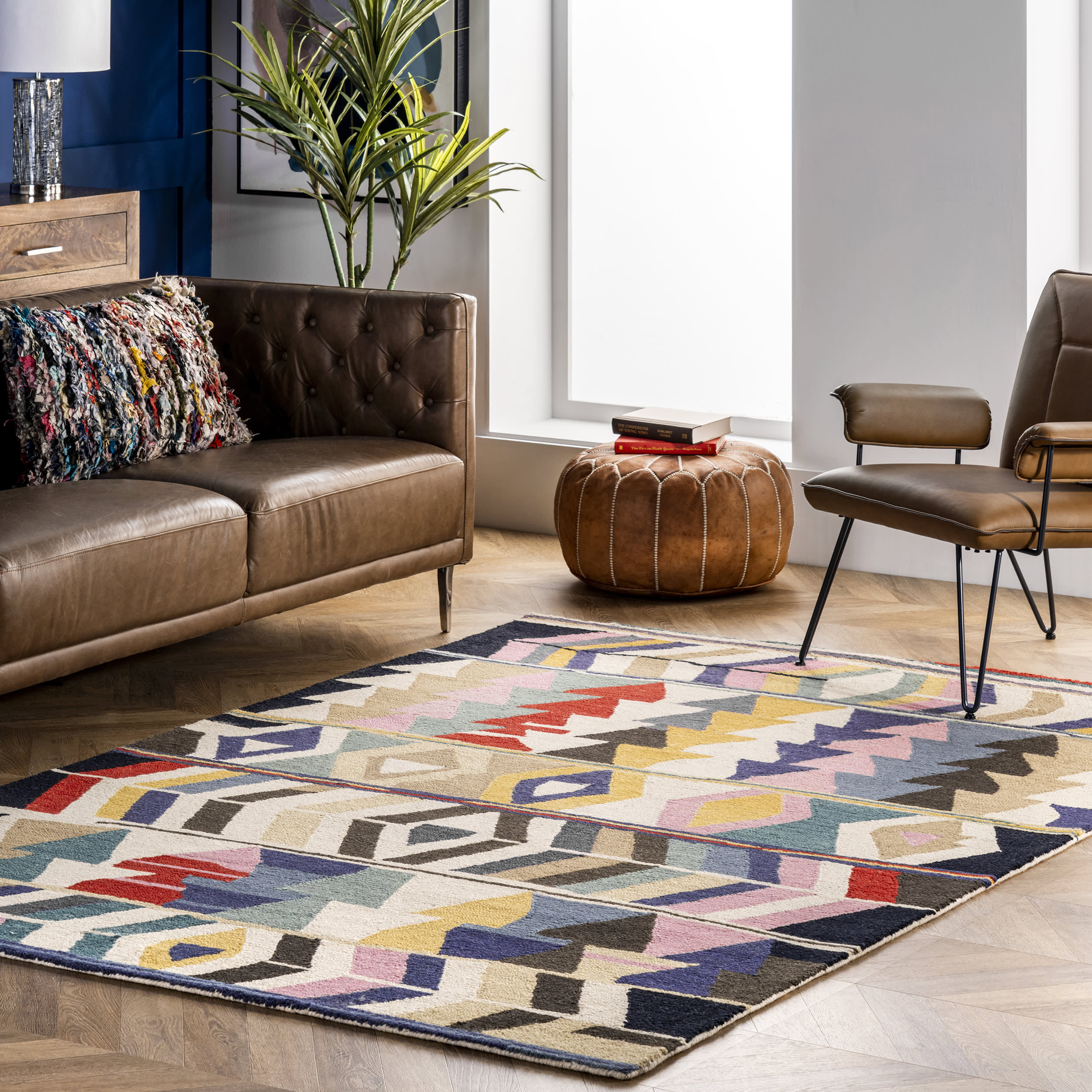 Wool Geometric Rug | Multicolor Secondary image