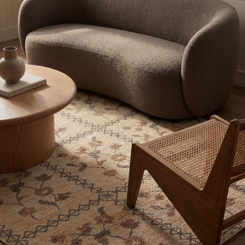 Nyme Floral and Paisley Farmhouse Rug | Sand