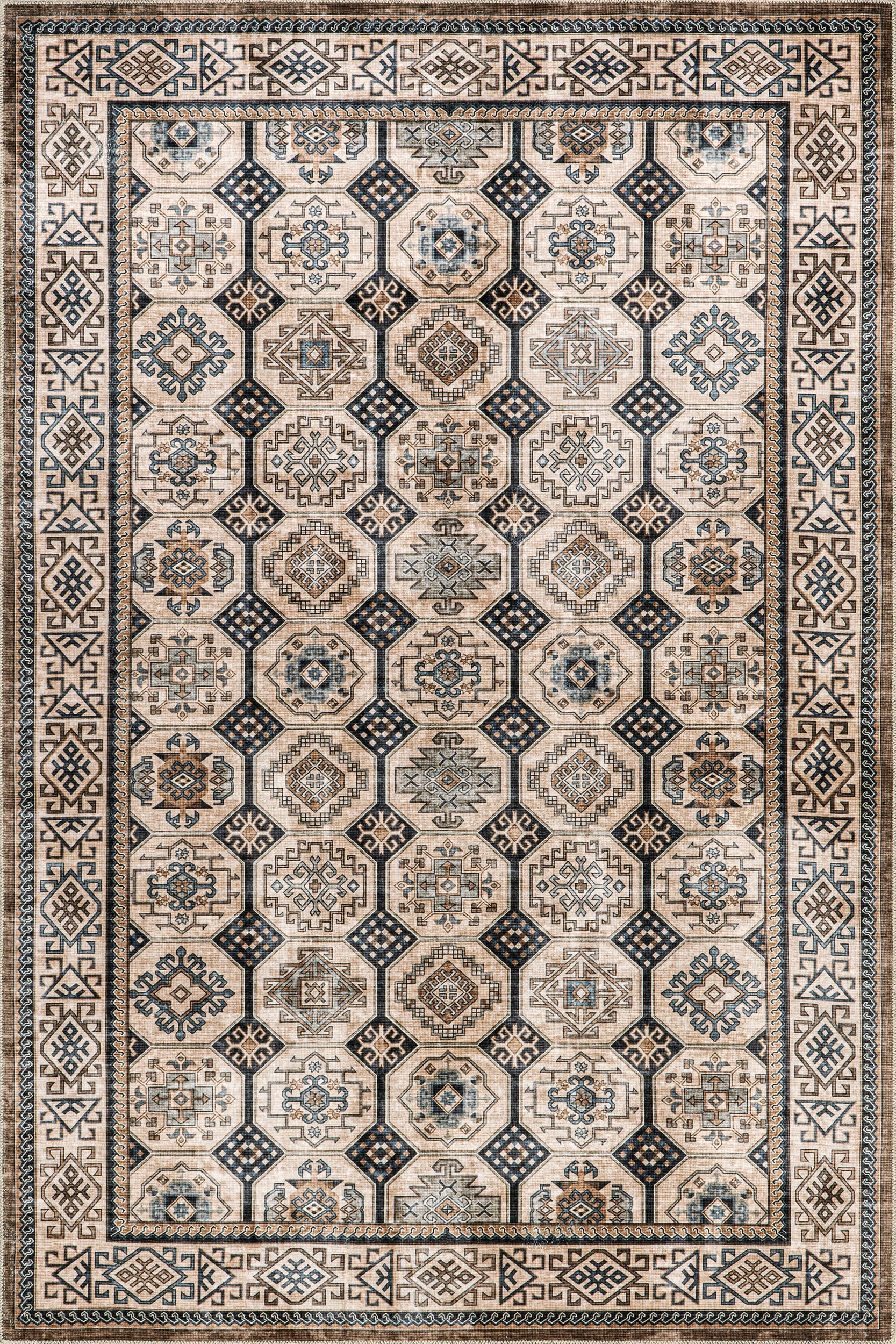 Valerian Tile Washable Rug | Light Beige Main image