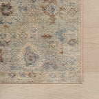 Viret Traditional Bordered Washable Rug | Blue