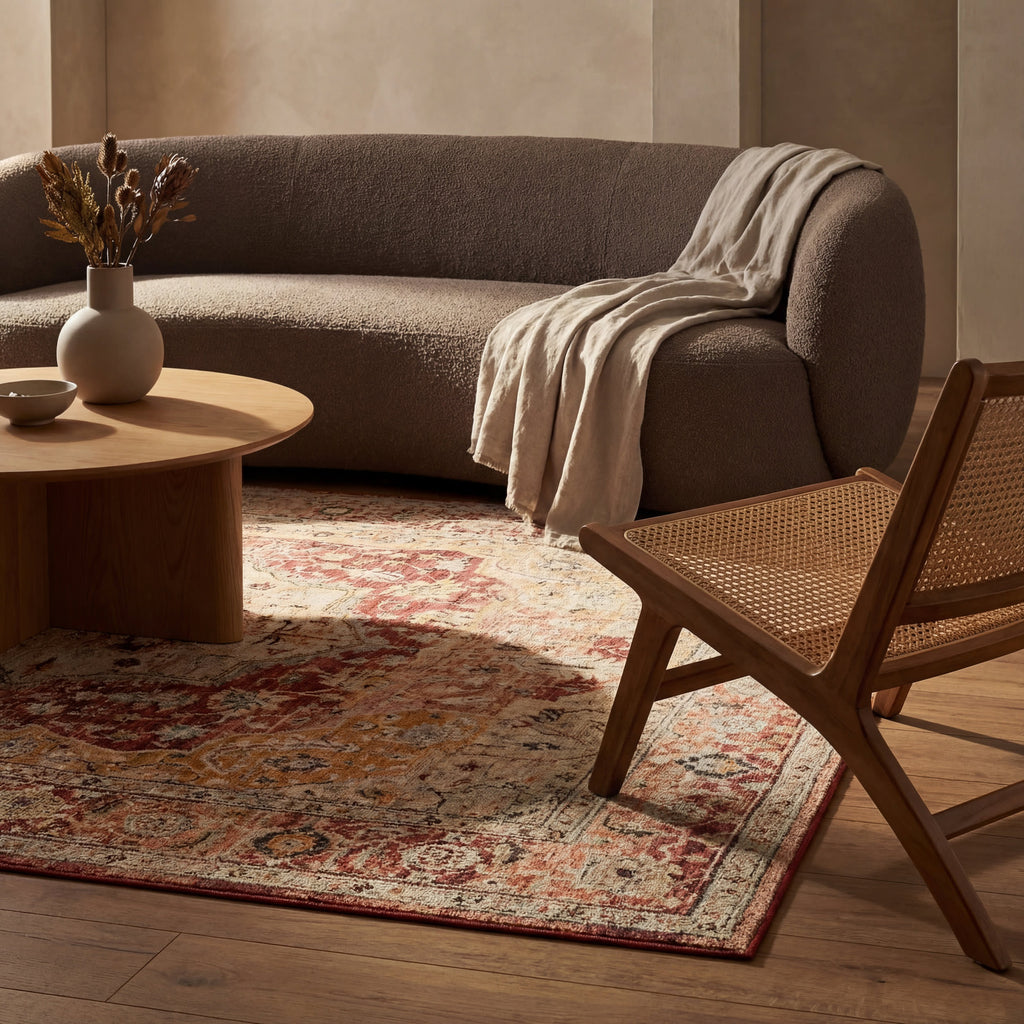 Elarin Traditional Medallion Washable Rug | Red