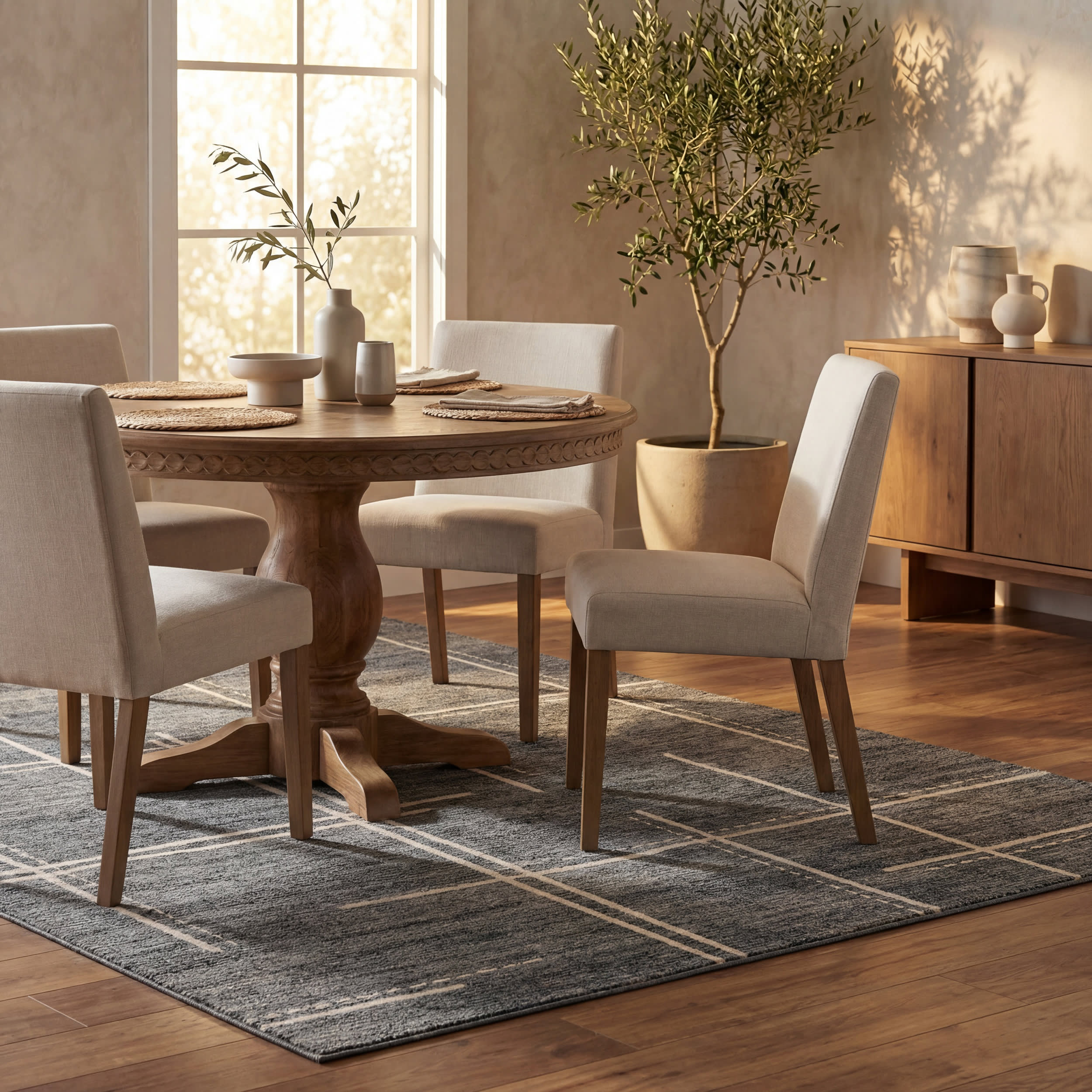 Noryn Abstract Washable Rug | Grey