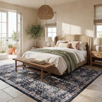 Calari Floral and Paisley Washable Rug | Navy