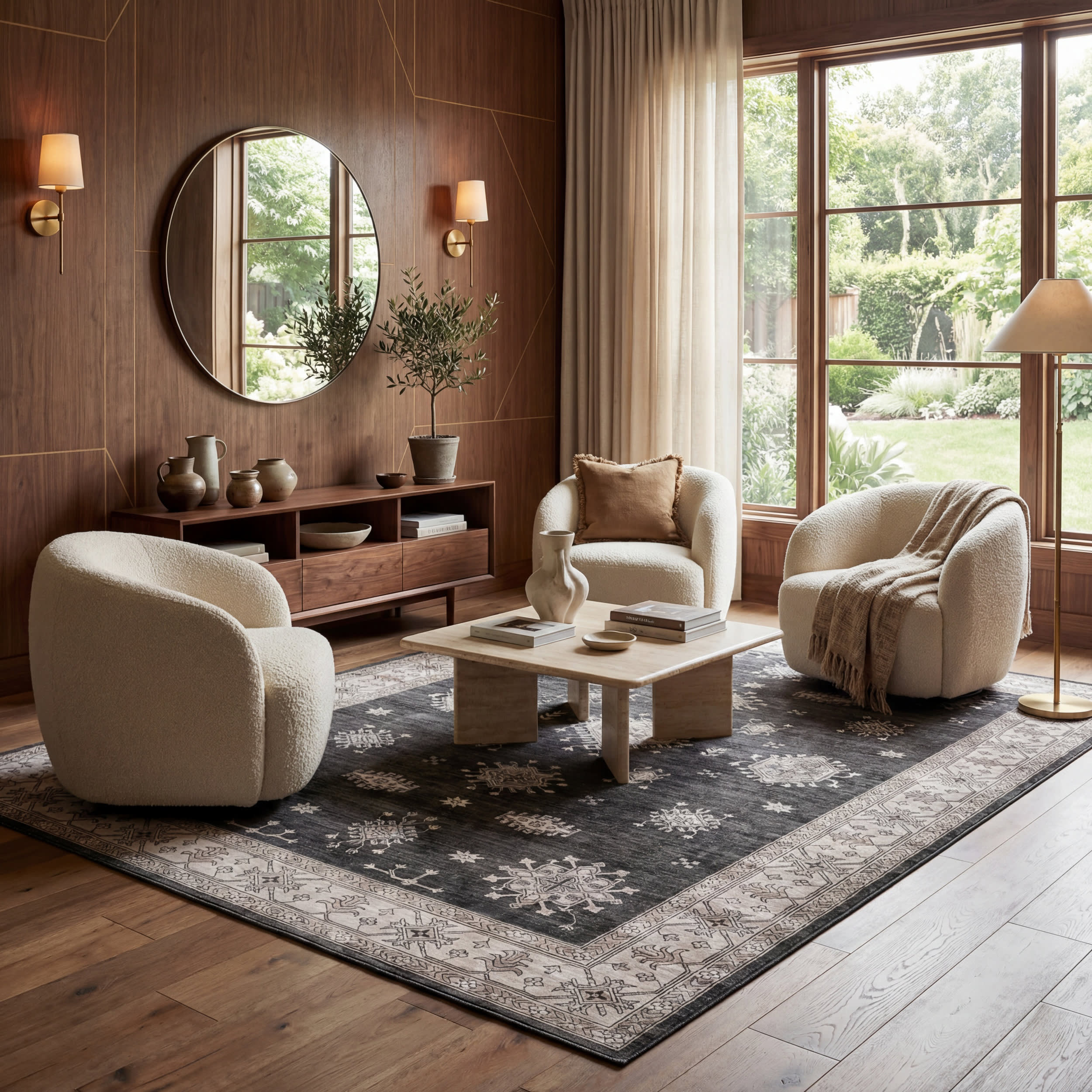 Andrea Bordered Spill Proof Washable Rug | Charcoal Secondary image