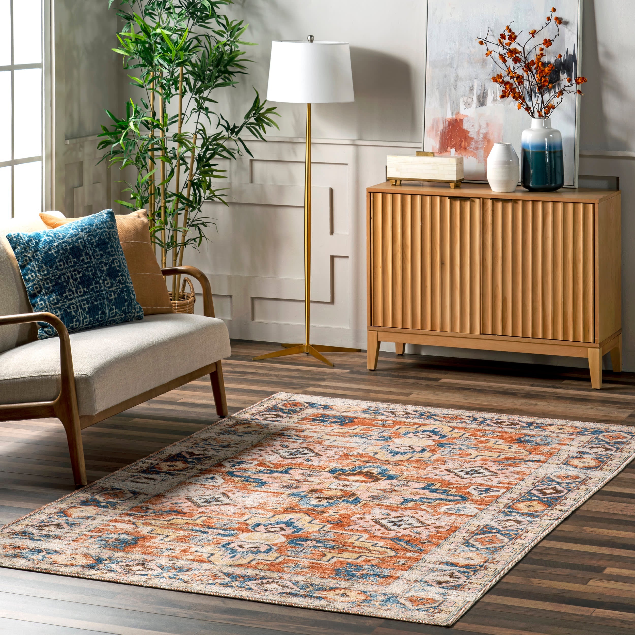 Meaghan Fading Persian Washable Rug | Rust Secondary image
