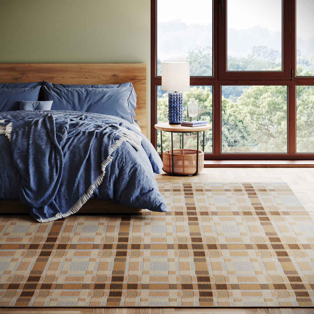 Mesael Modern Plaid Indoor/Outdoor Rug | Tan