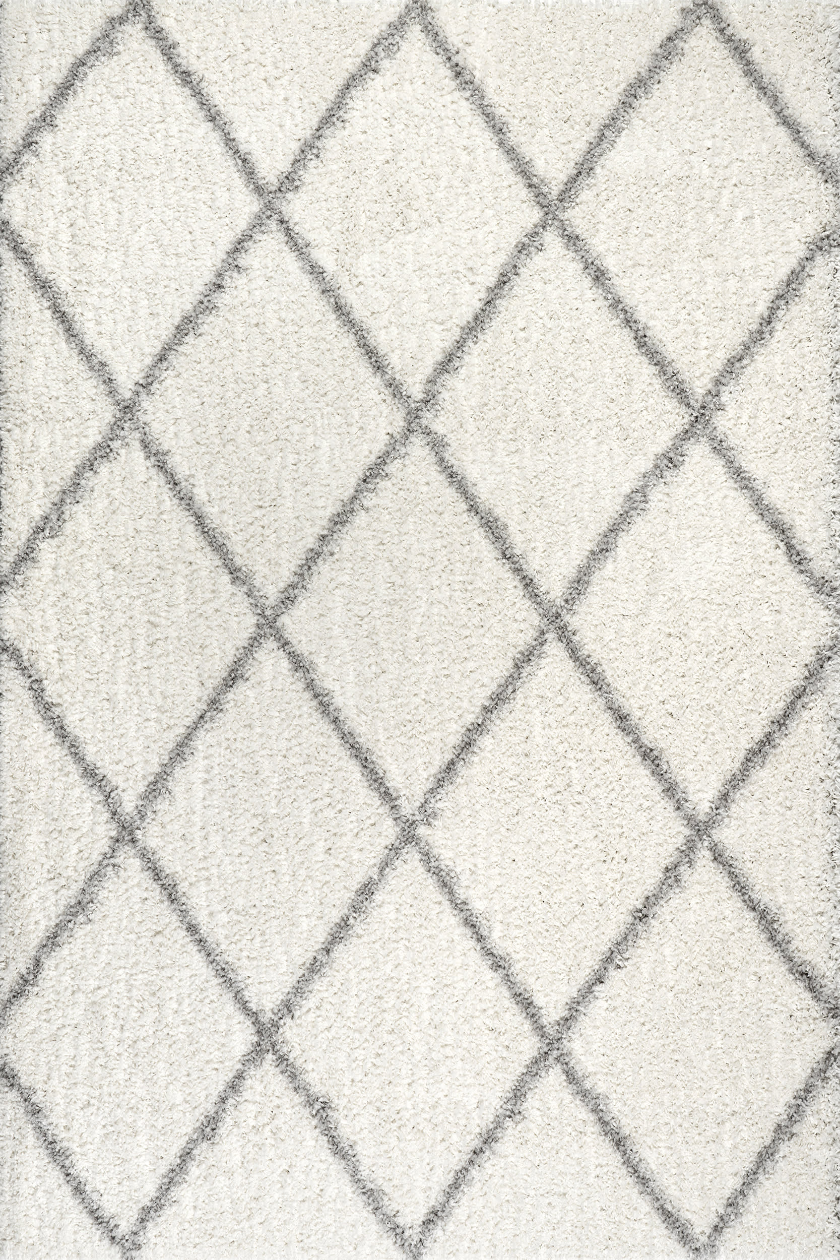Easy Shag Lattice Rug | White Main image