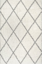 Easy Shag Lattice Rug | White