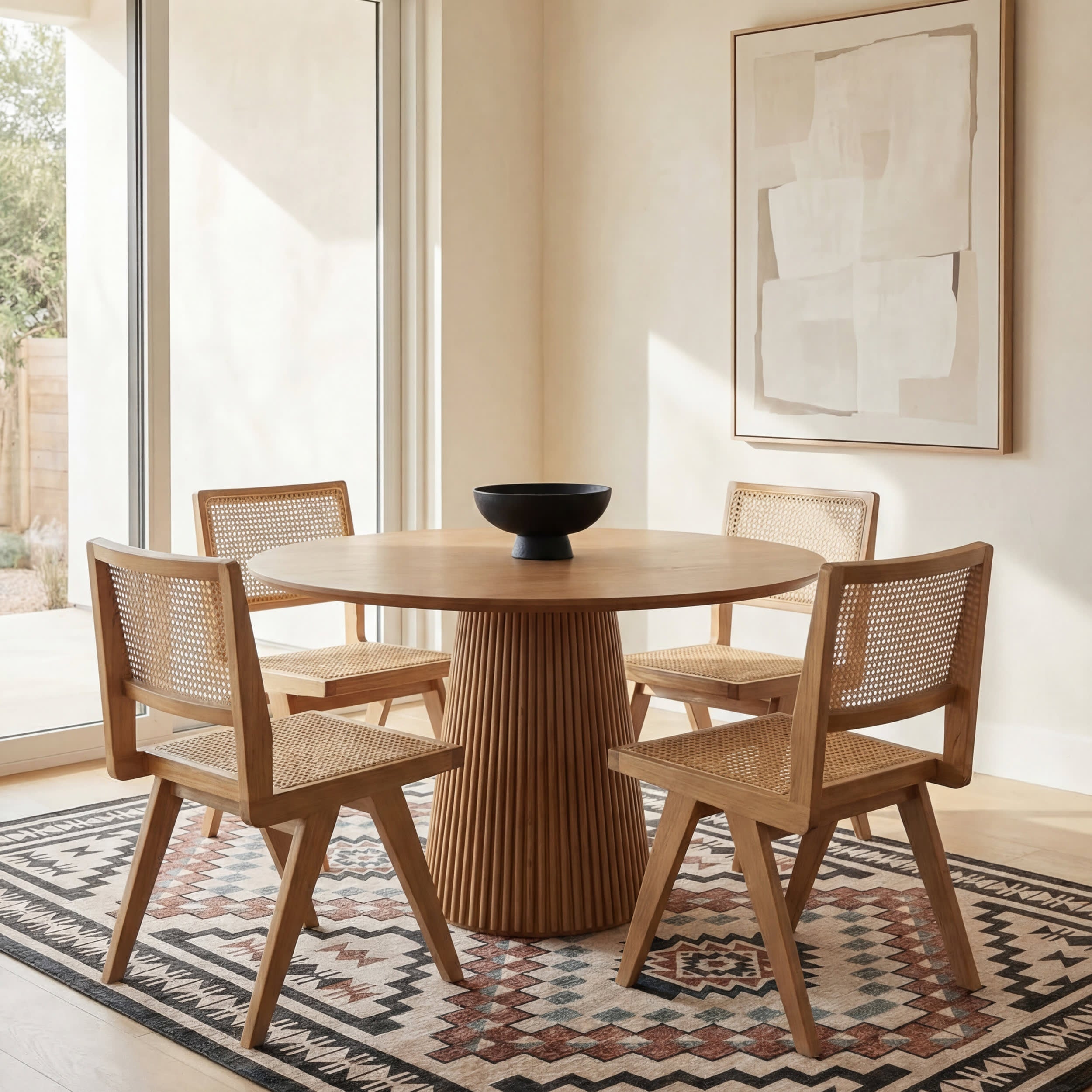 Violeta Timeless Medallion Spill Proof Washable Rug | Beige