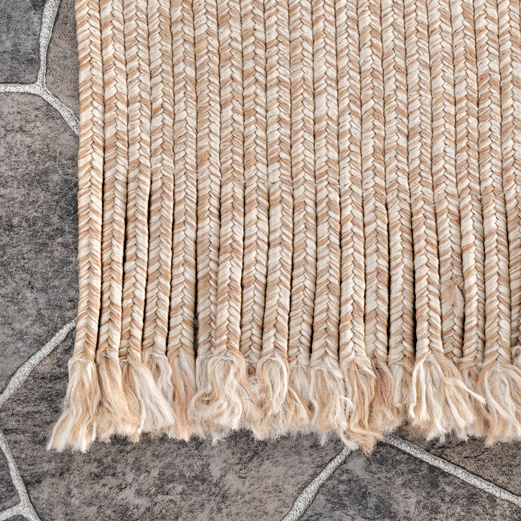 Ashen Braided Tassel Indoor/Outdoor Rug | Tan
