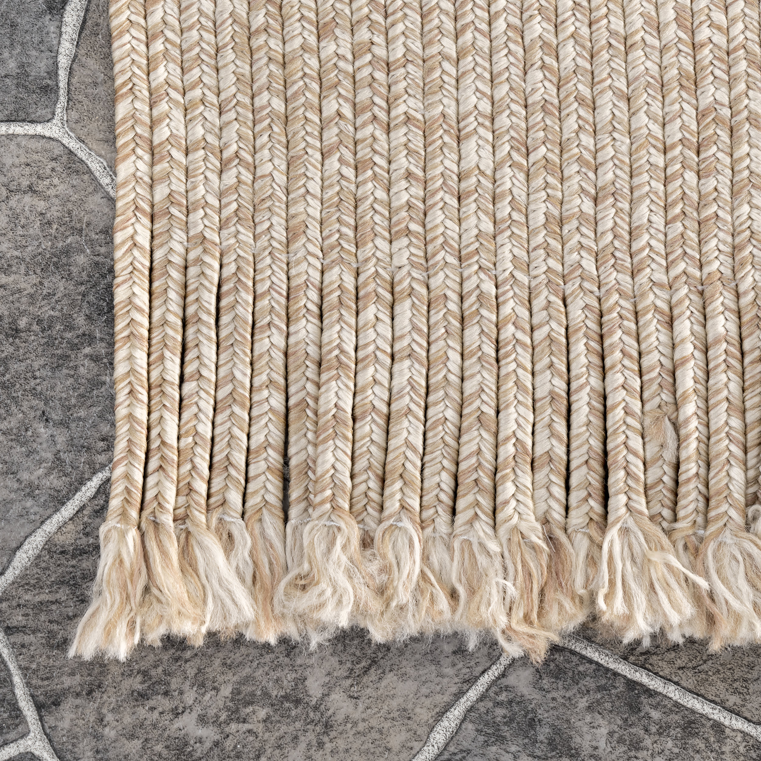 Ashen Braided Tassel Indoor/Outdoor Rug | Tan