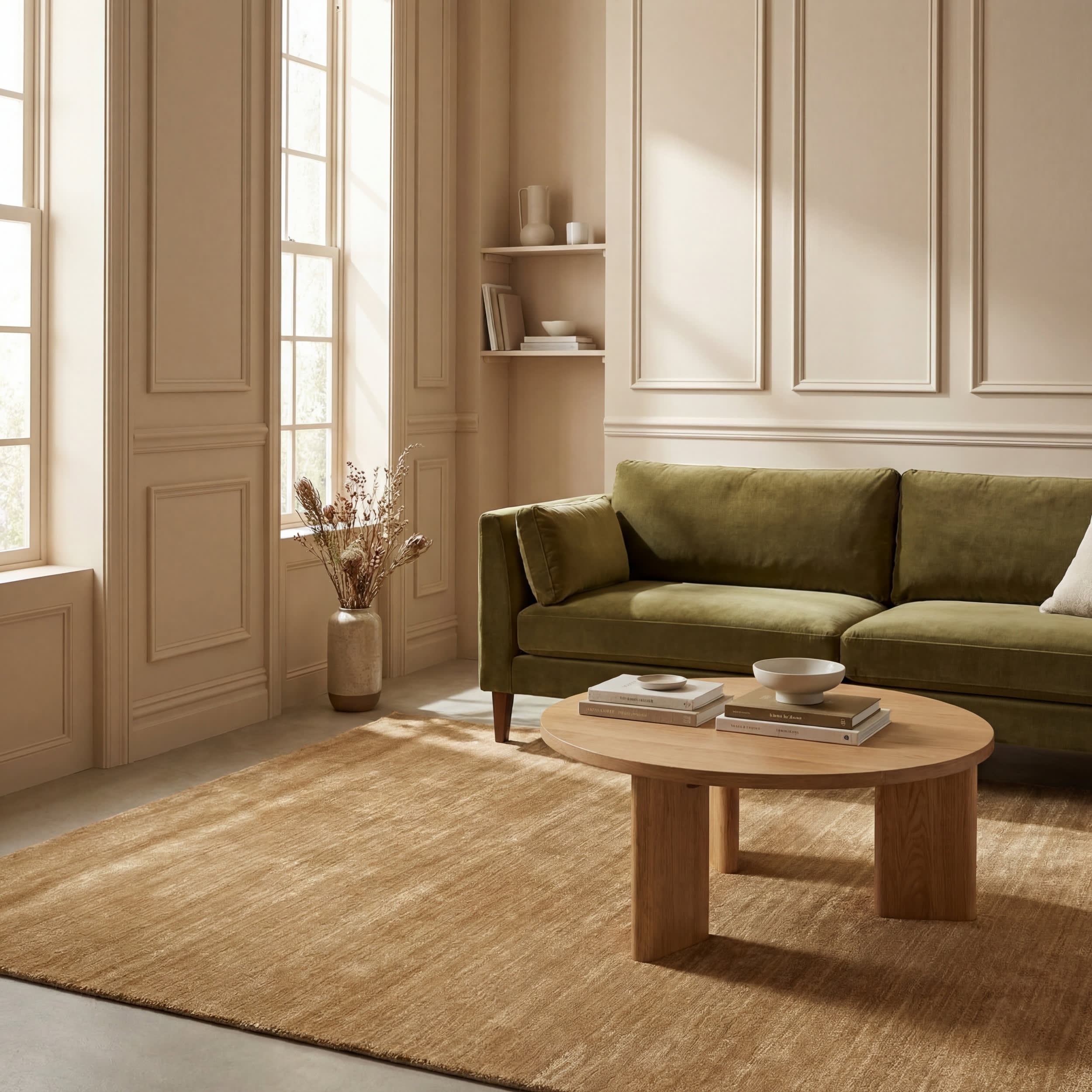 Arrel Speckled Wool-Blend Rug | Wheat