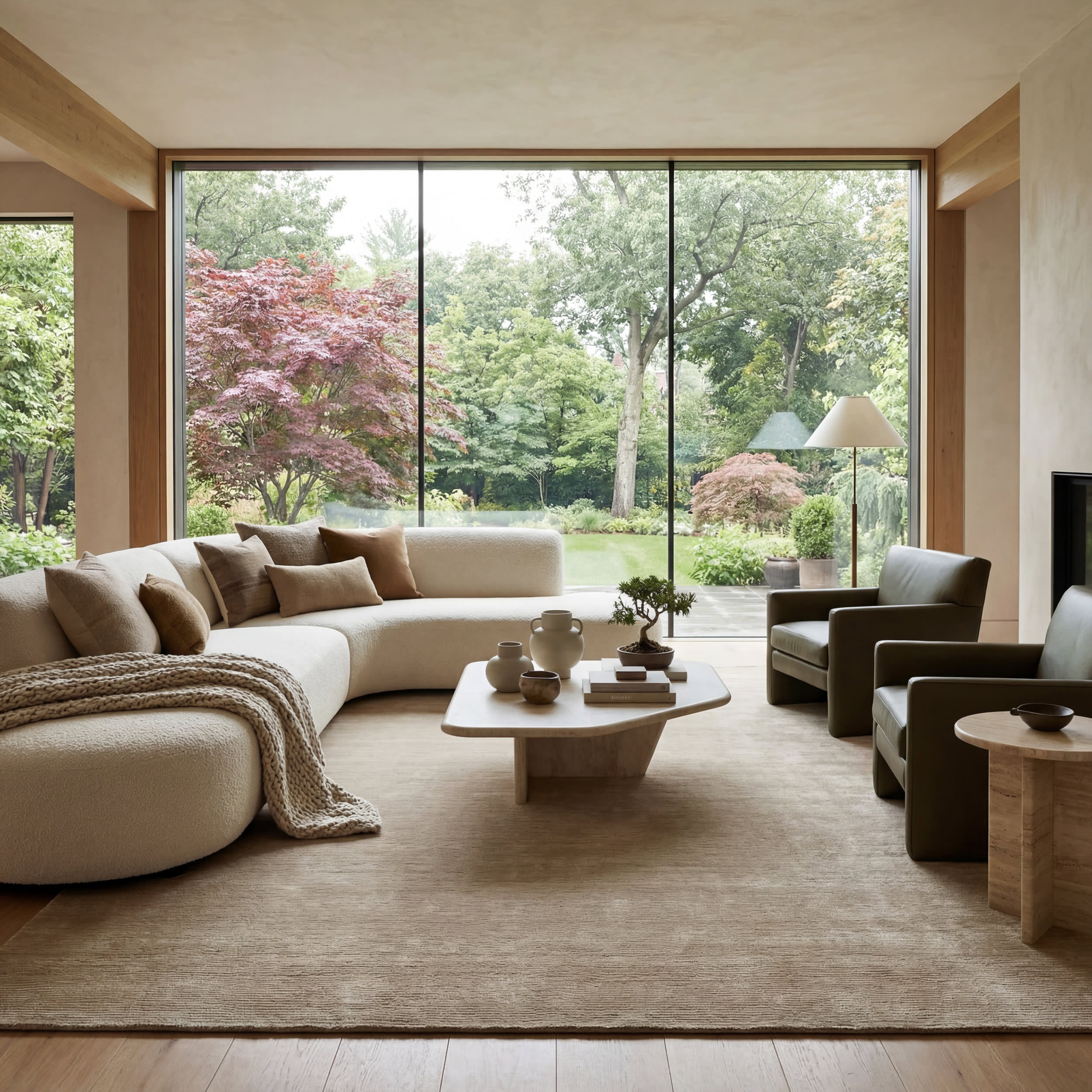 Arrel Speckled Wool-Blend Rug | Fawn