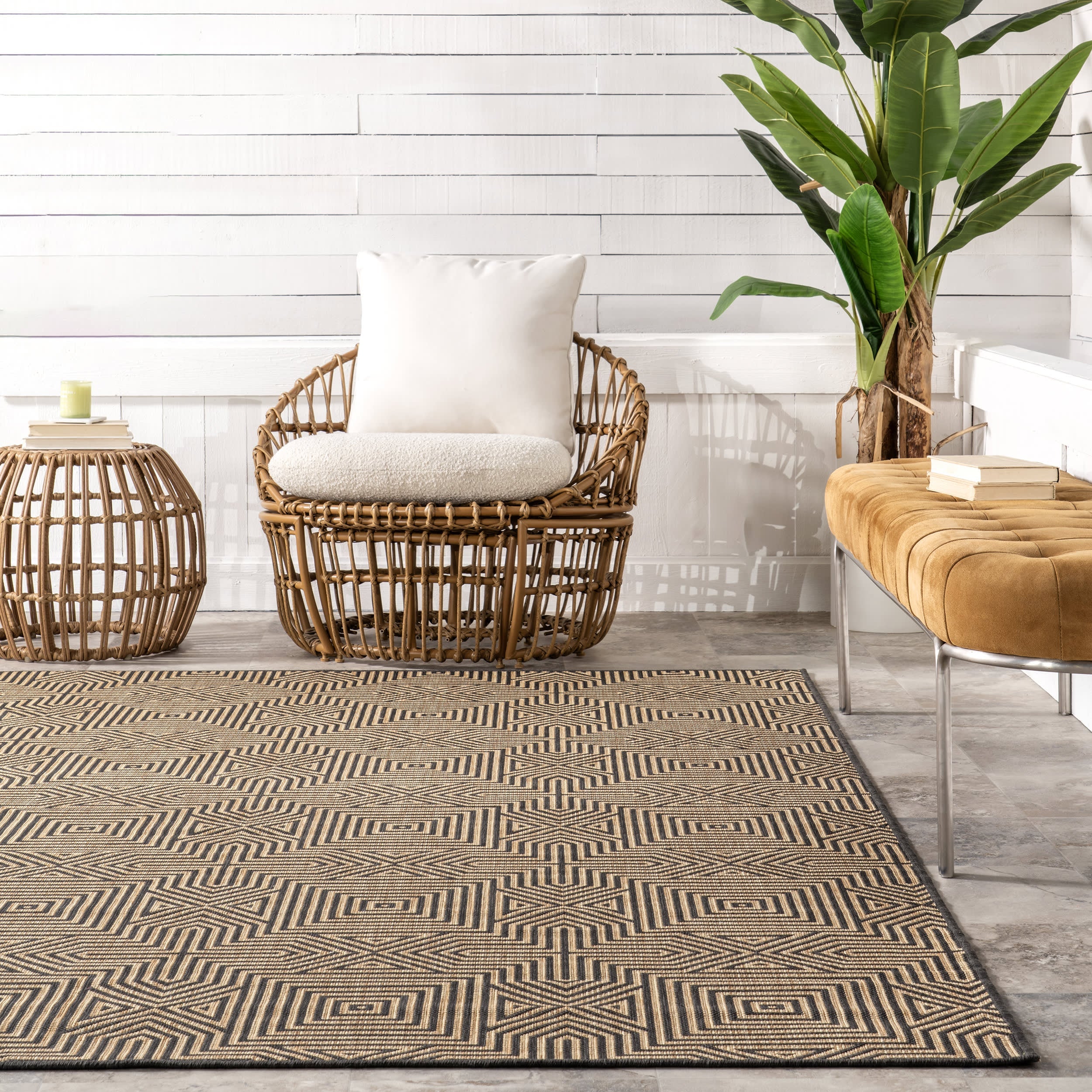 Greek Tiles Indoor/Outdoor Rug | Charcoal