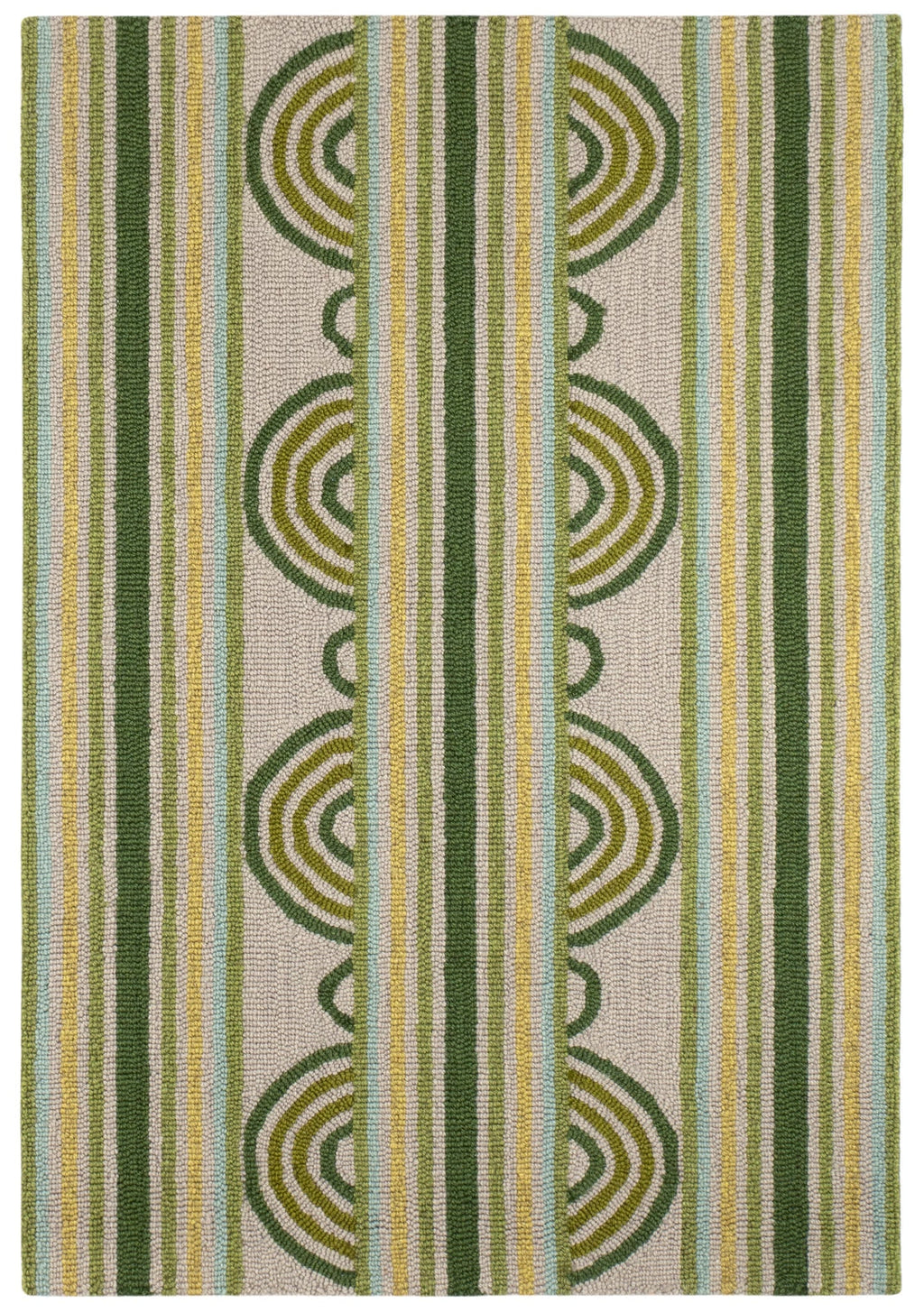 Button Hand Micro Hooked Wool Rug | Olive