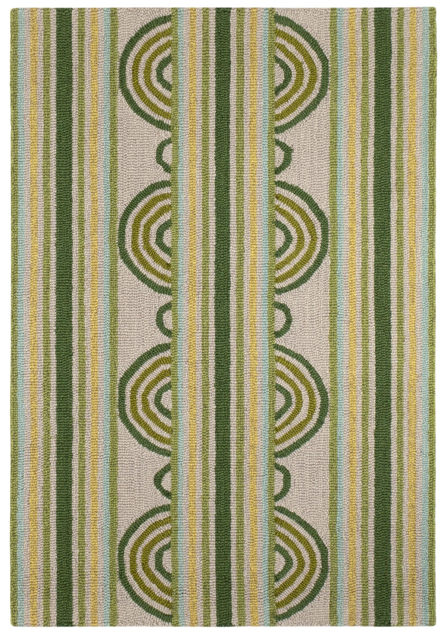 Button Hand Micro Hooked Wool Rug | Olive