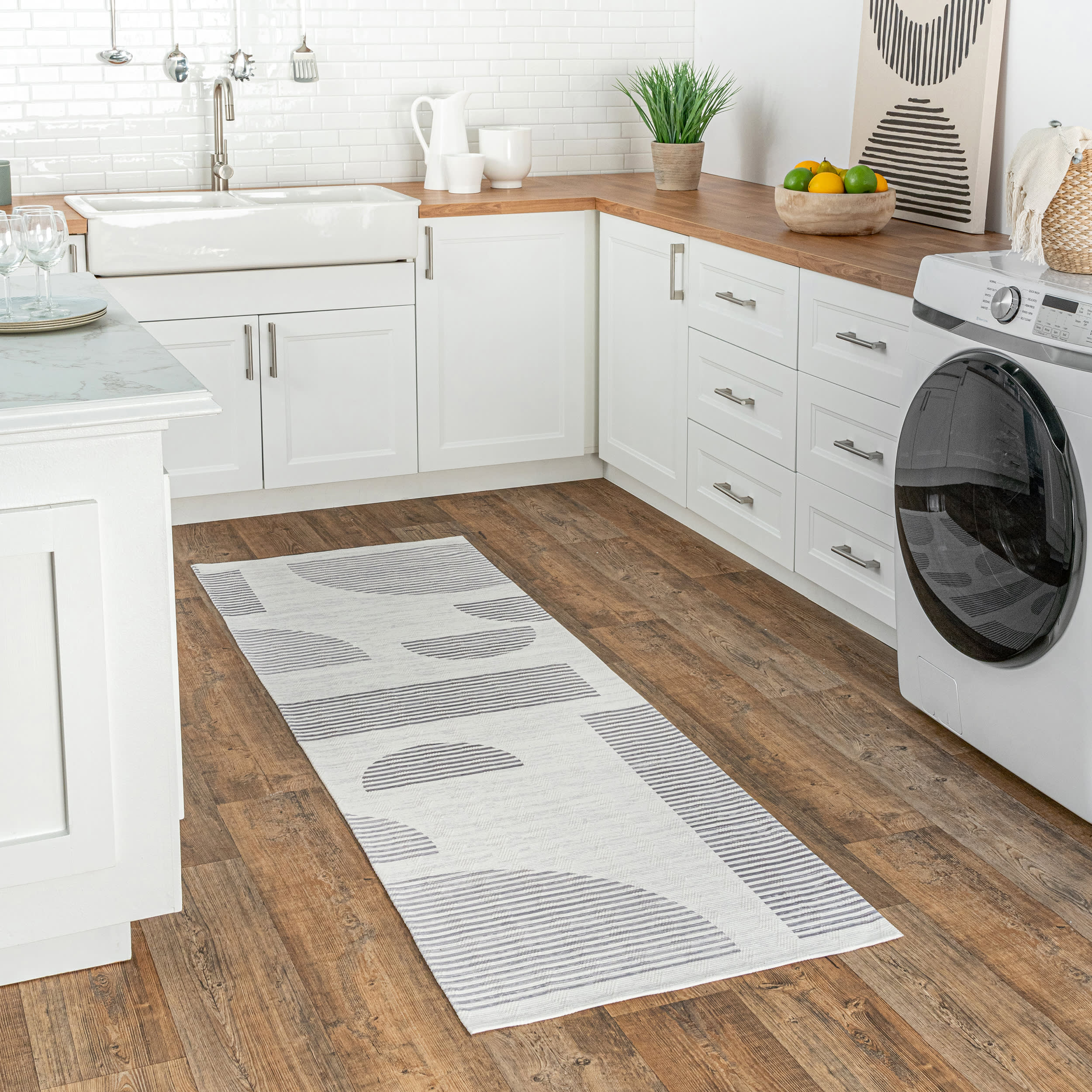 Abby Washable Geometric Rug | Ivory Secondary image