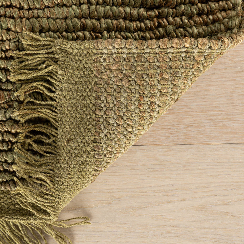 Varnu Textured Handmade Jute Rug | Green