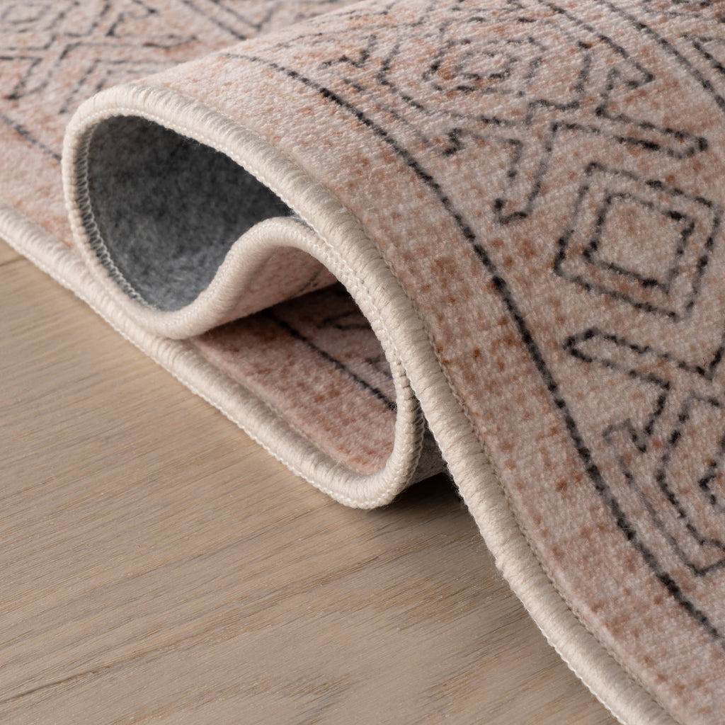 Kanna Oriental and Persian Washable Rug | Peach