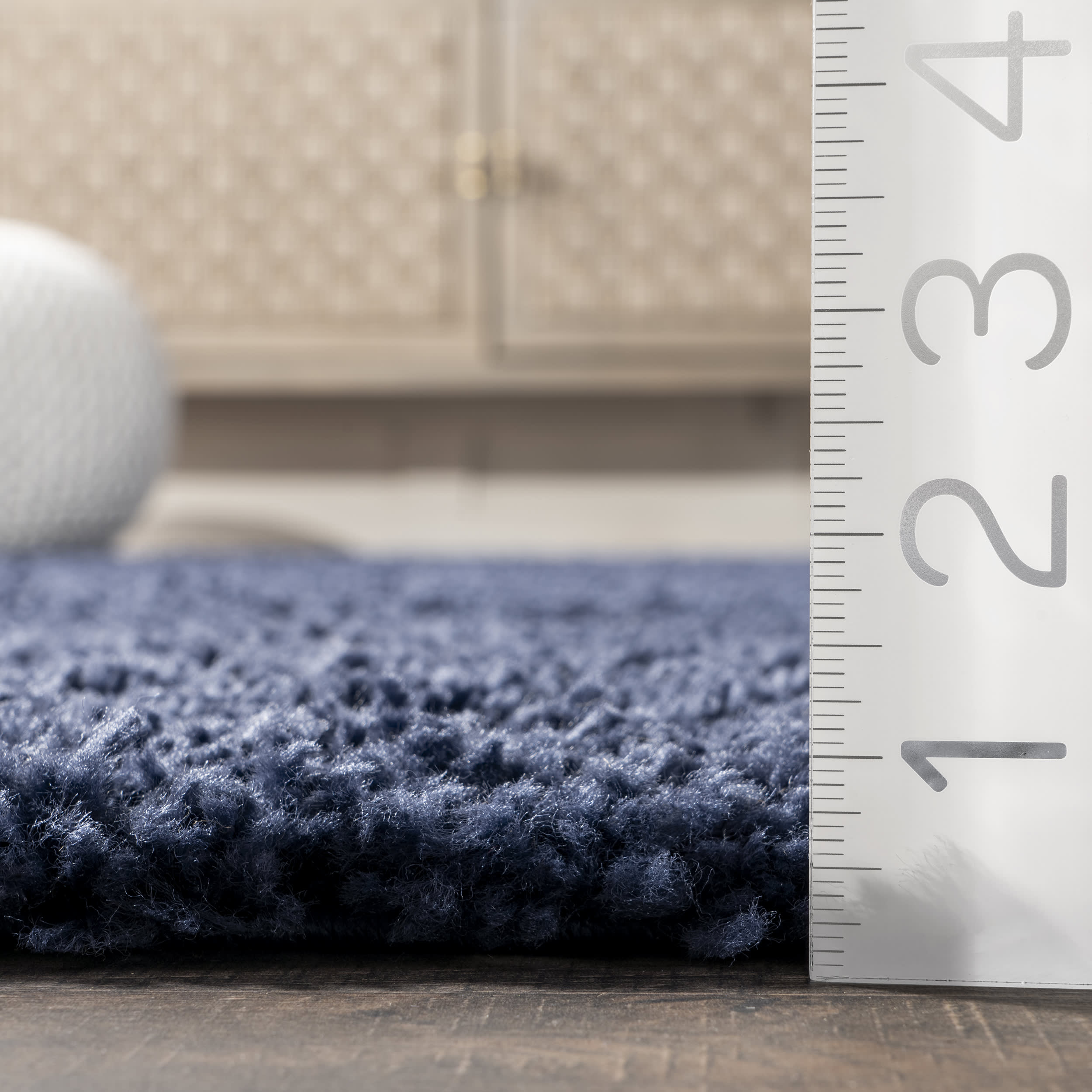 Plush Solid Shaggy Rug | Navy