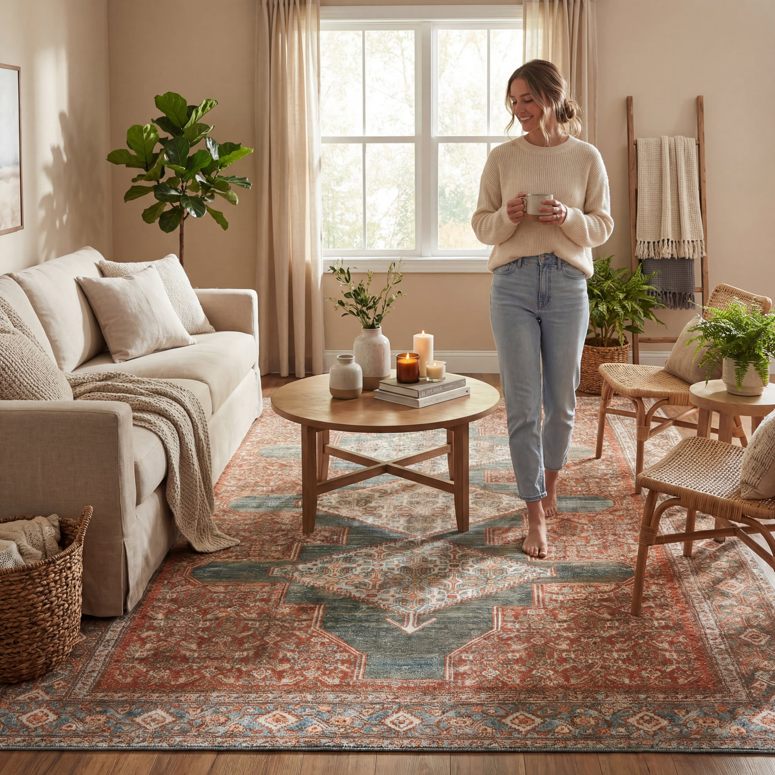Muril Medallion Washable Rug | Multicolor
