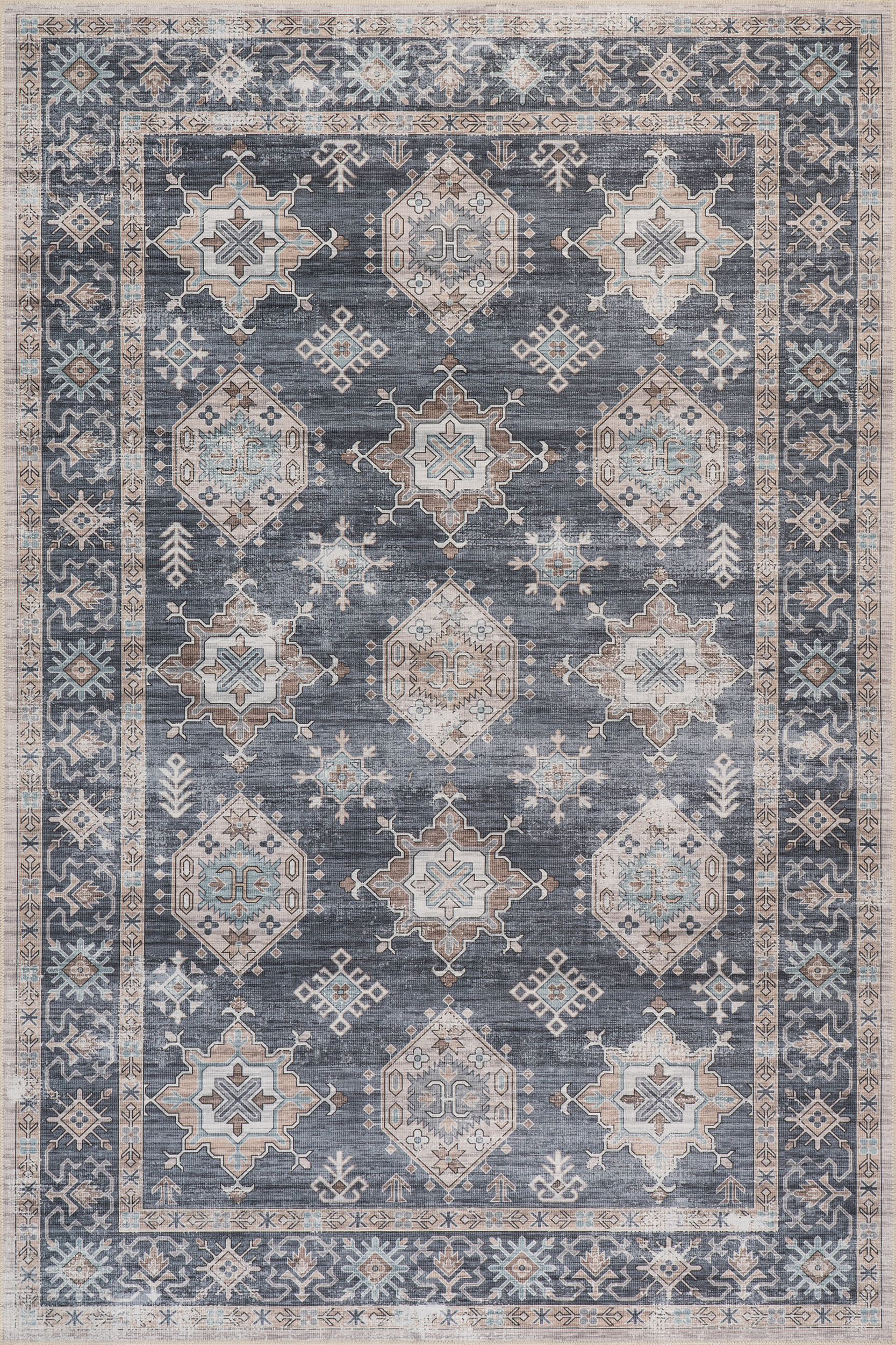 Francesca Timeworn Charm Spill Proof Washable Rug | Blue Image secondaire du produit