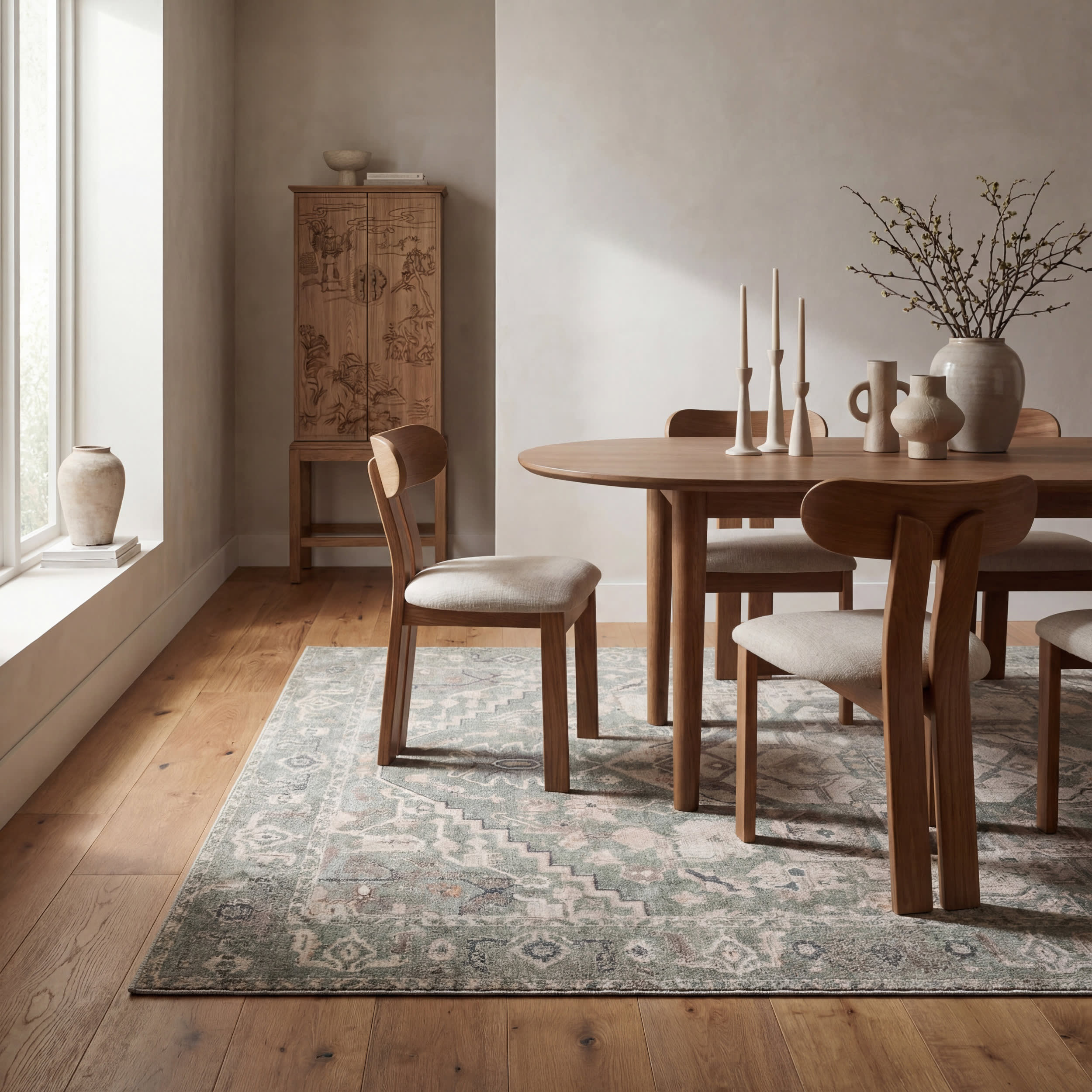 Luda Vintage & Distressed Washable Rug | Sage