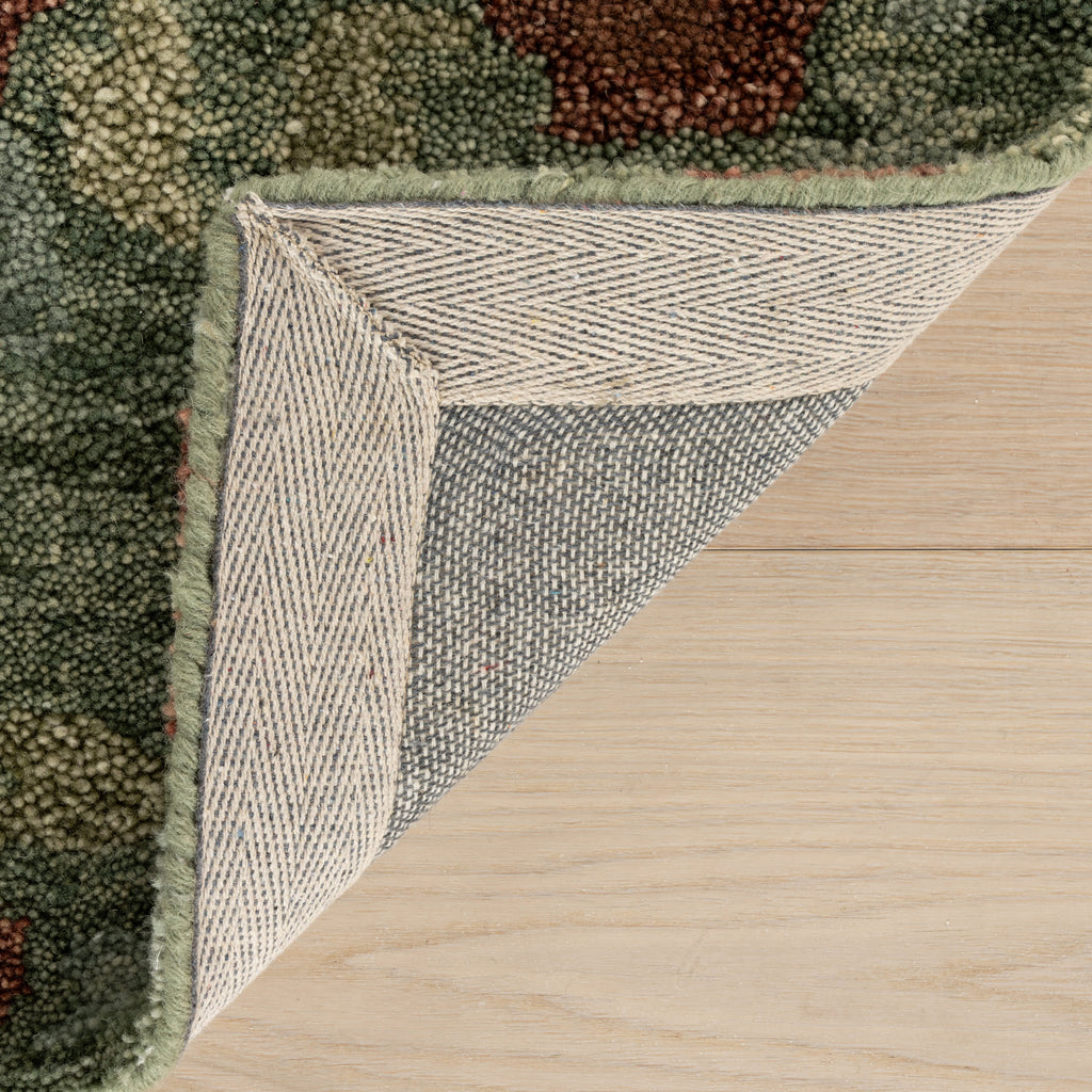 Genevive Modern Floral Wool Rug | Green