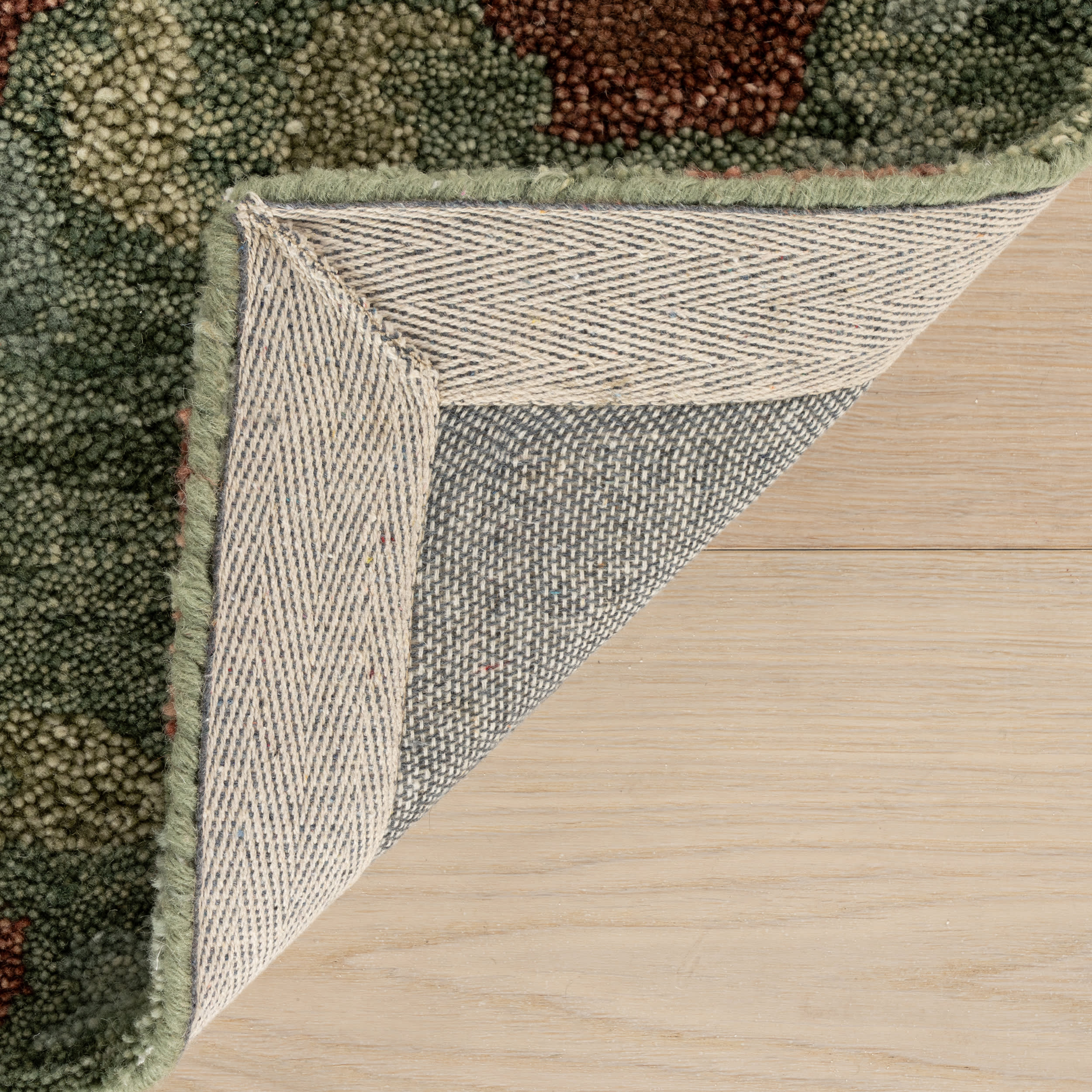 Genevive Modern Floral Wool Rug | Green