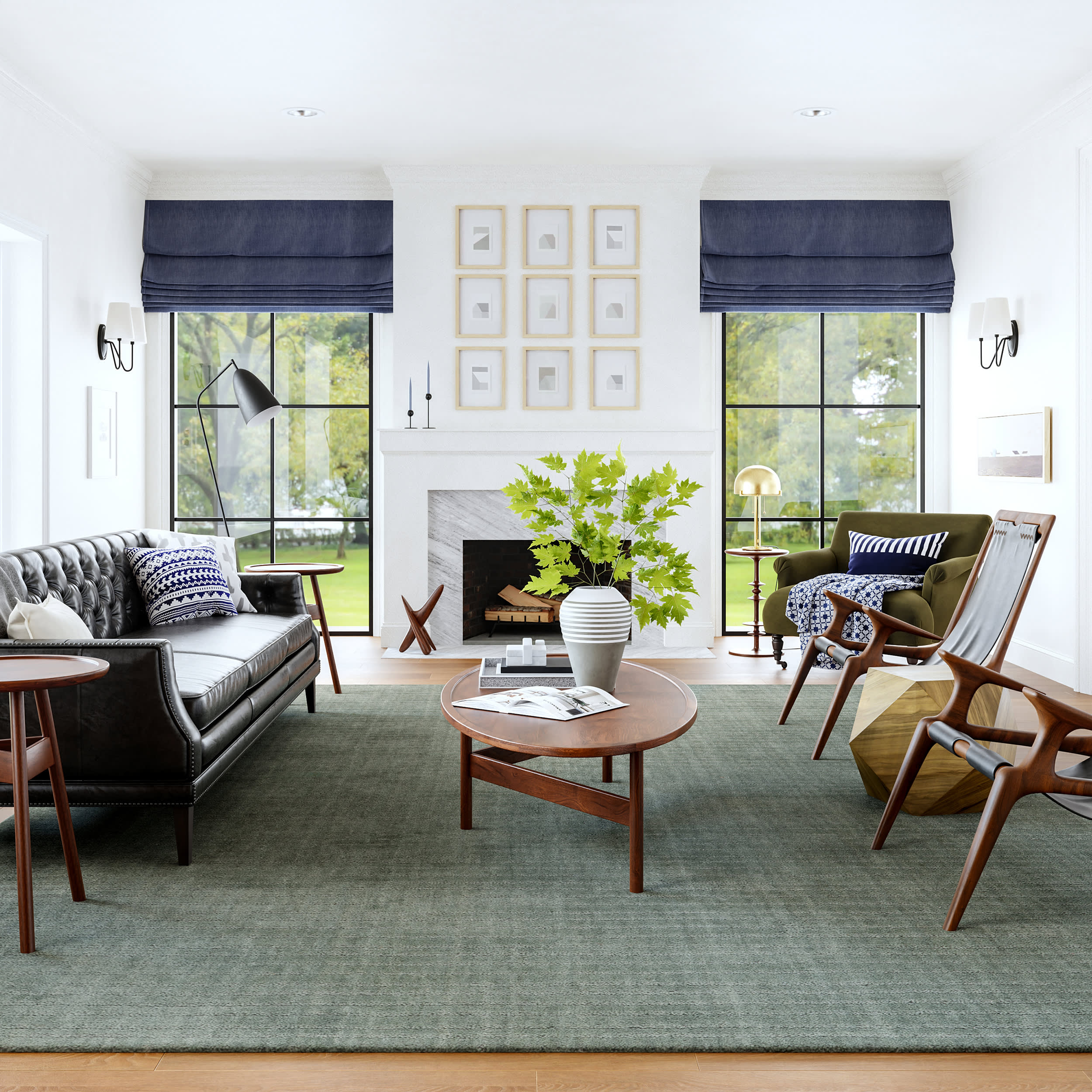 Southwest Striped Wool Rug | Green Secondary image