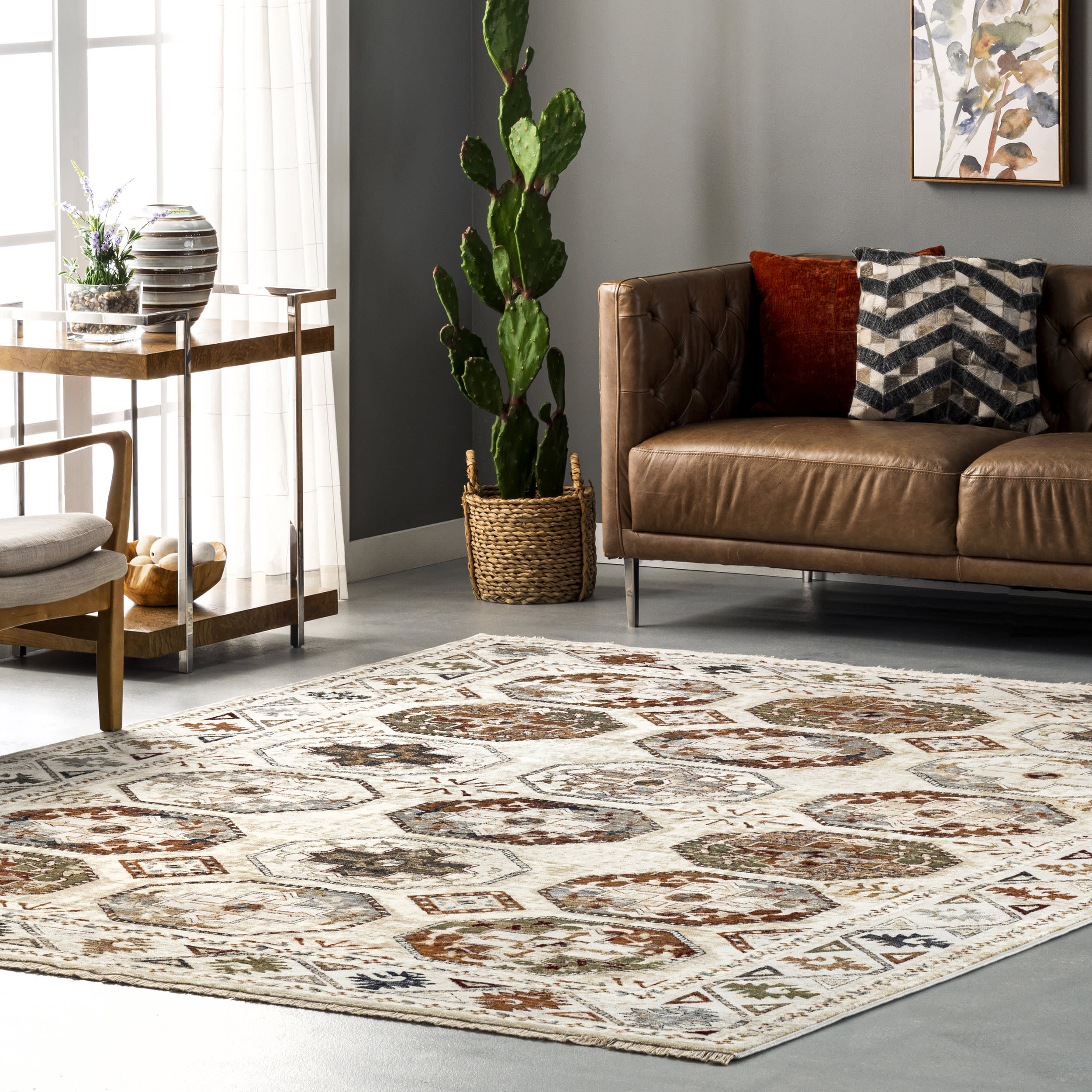 Aleena Persian Fringed Rug | Beige