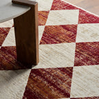 Vanni Checkered Fringed Rug | Red