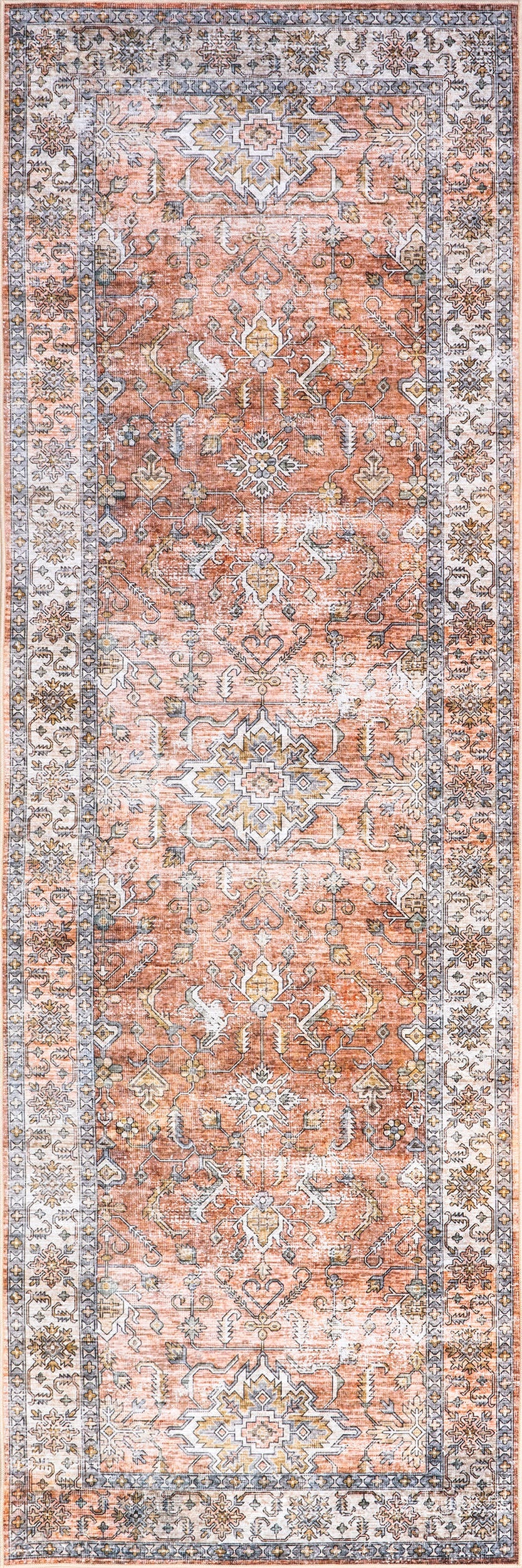 Yvette Spill Proof Washable Rug | Rust Main image