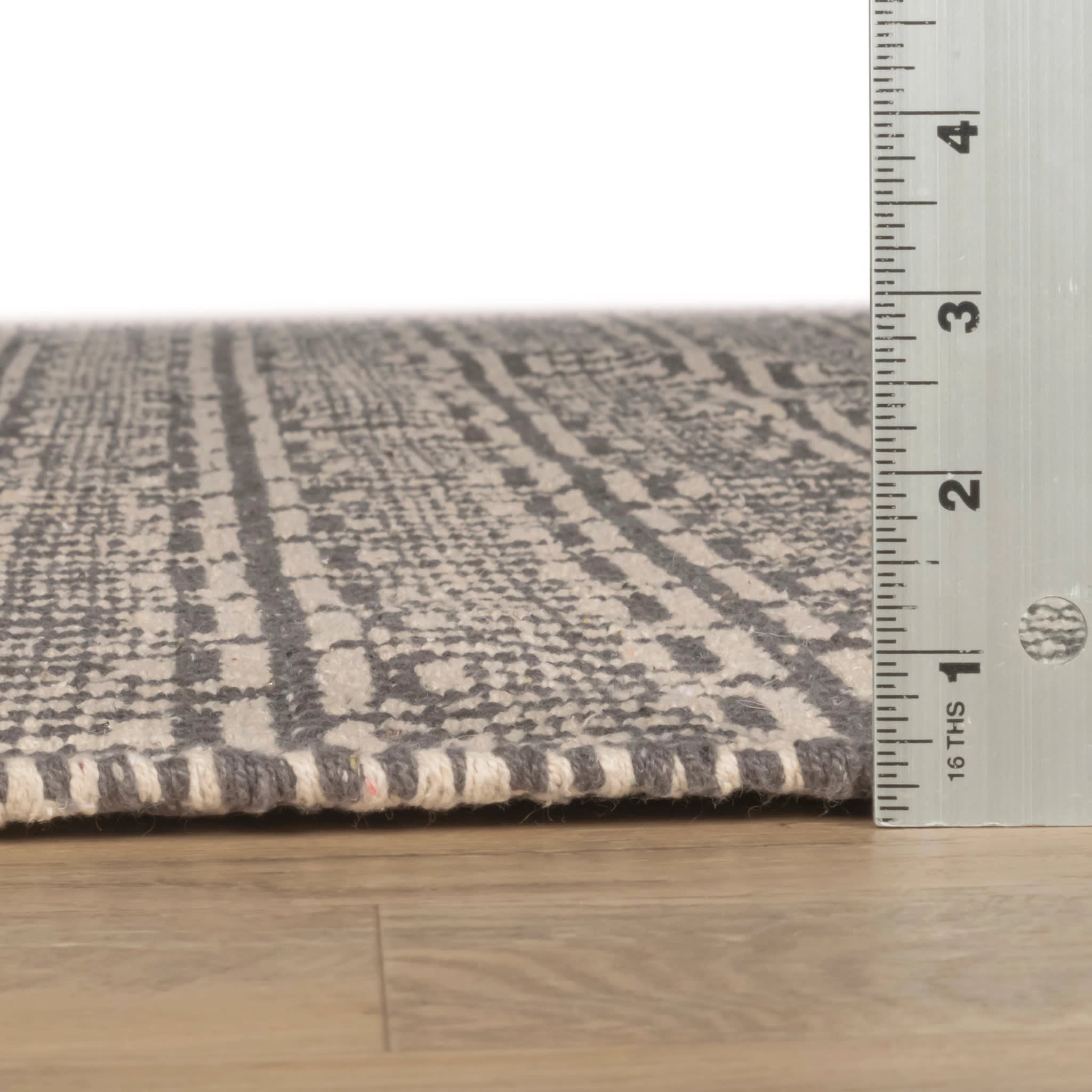 Zipper Handwoven Cotton Rug | Grey/Ivory