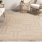 Anaya Perpendicular Lines Indoor/Outdoor Rug | Light Beige