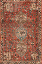 Madel Medallion Washable Rug | Red
